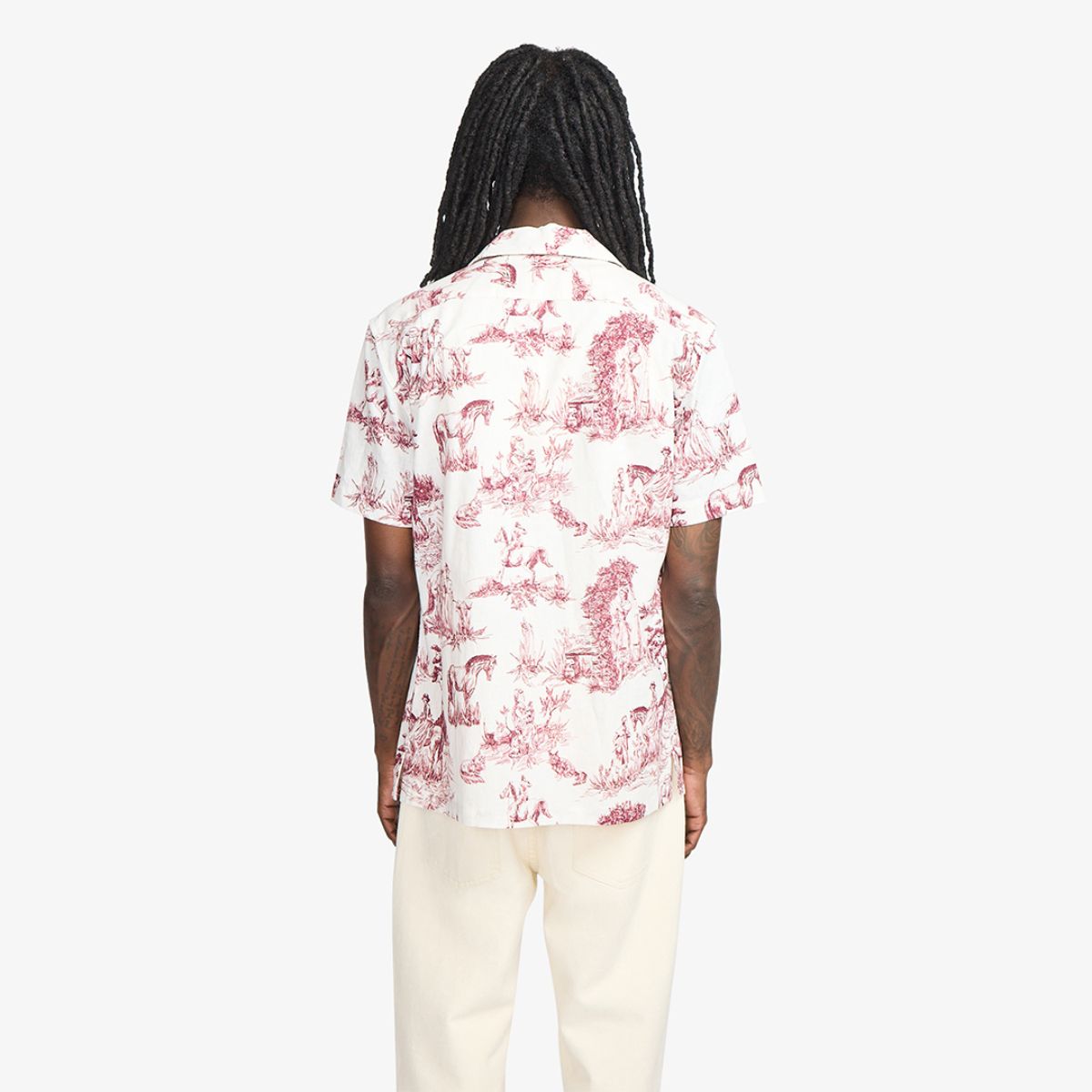 Bordeaux Cuban Collar Shirt Bordeaux Print