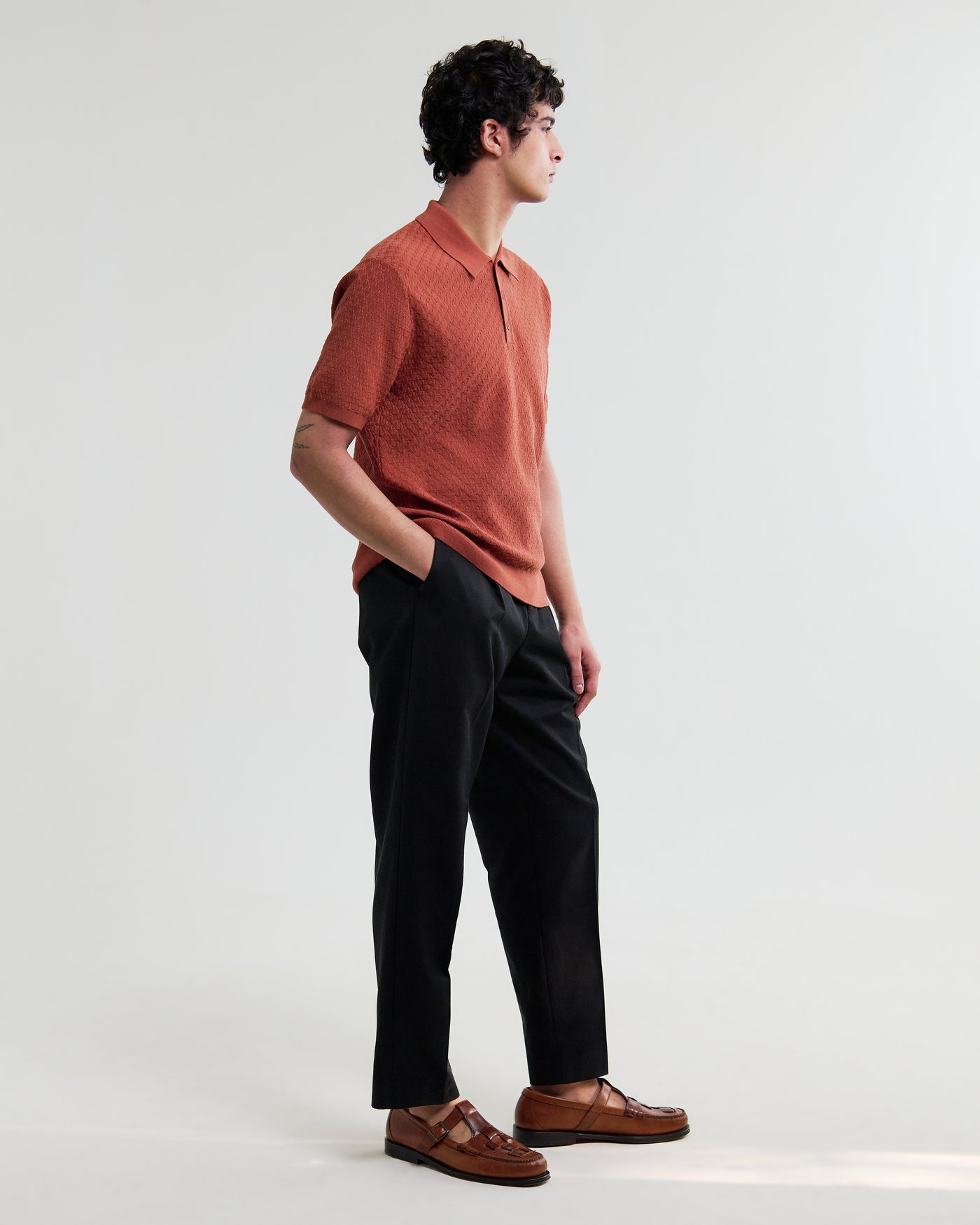 Naples Polo in Retro Diamond Cotton Rust