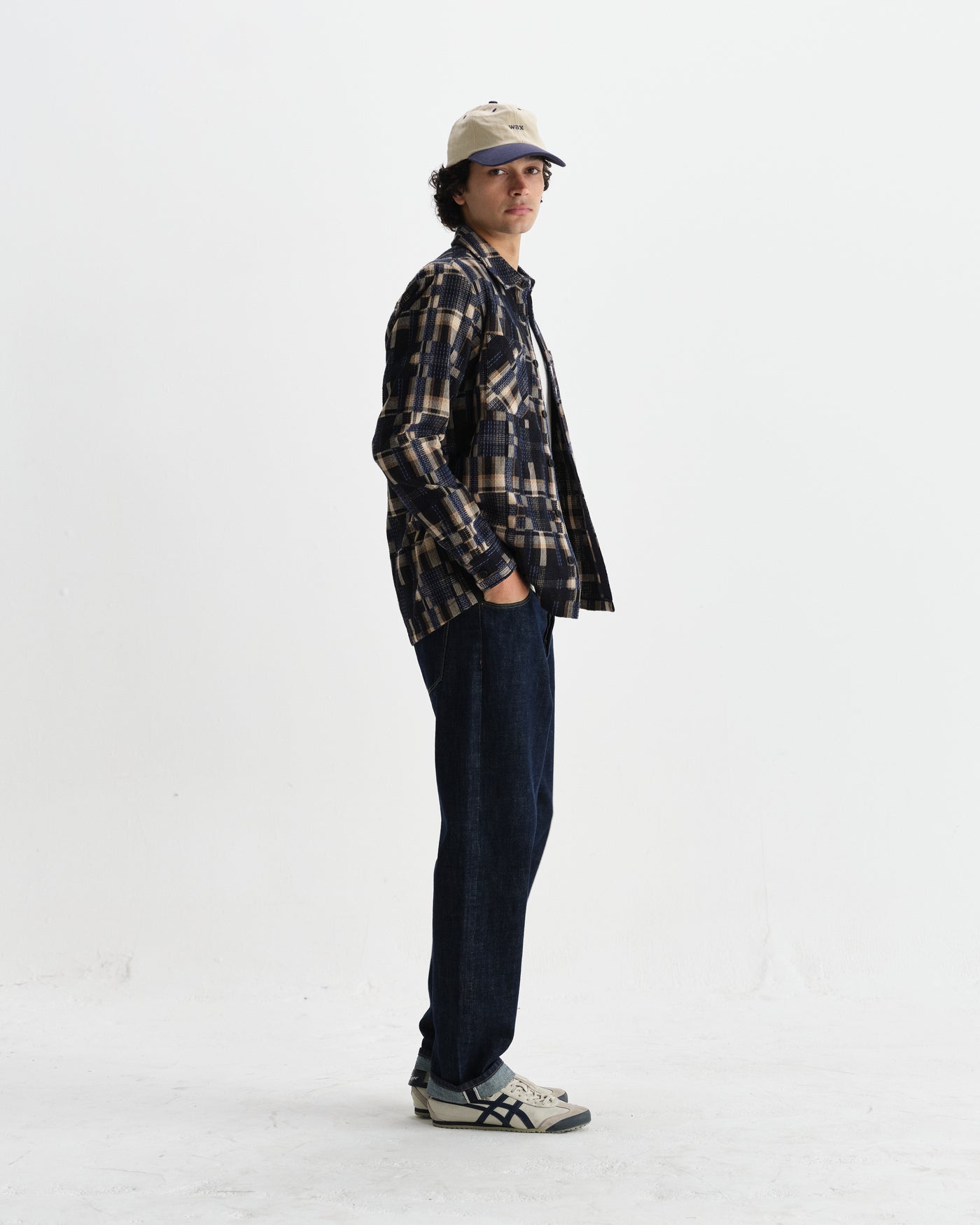 Whiting Overshirt - Glitch Check Natural/Navy