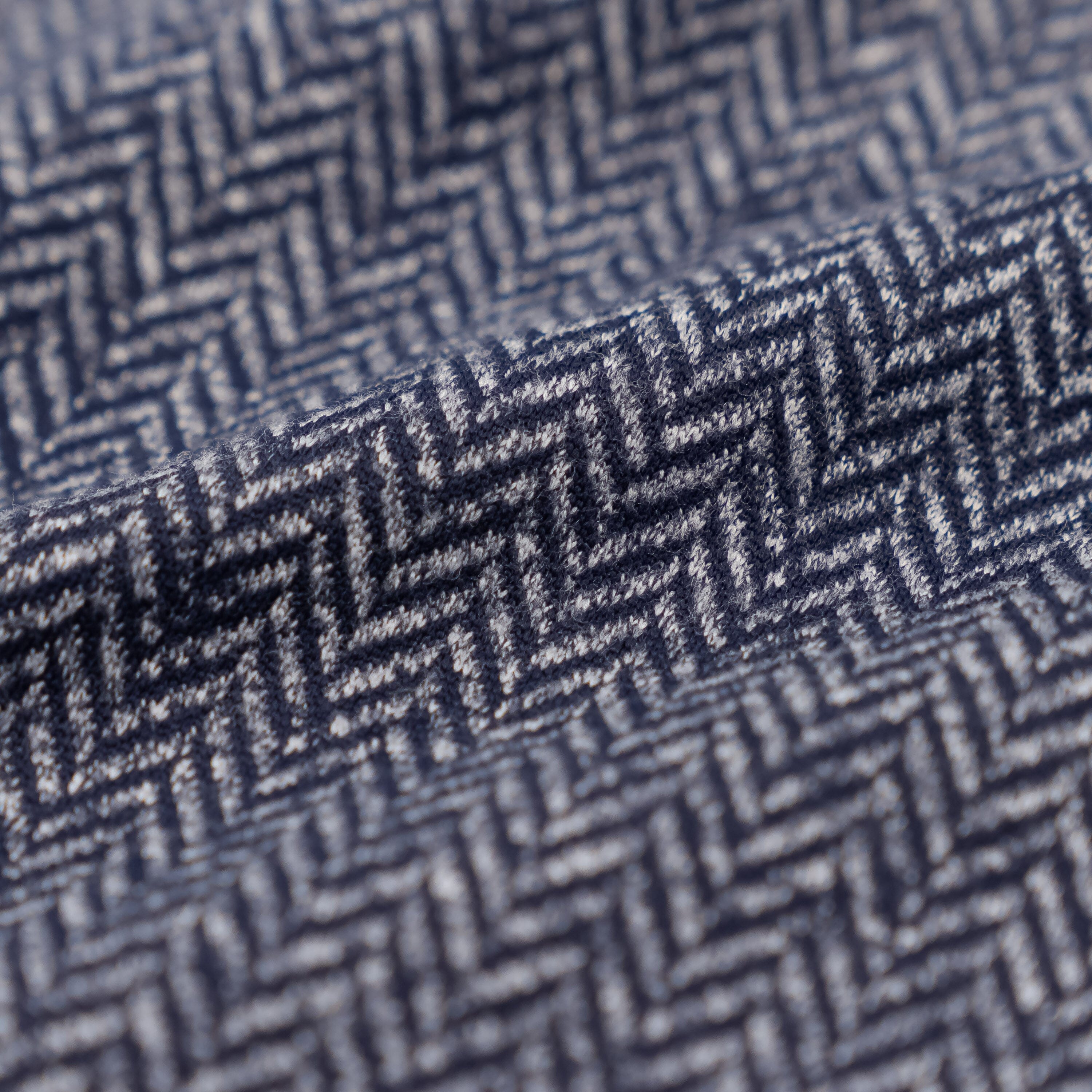 Herringbone Jacquard Q-Zip Fleet Navy/White