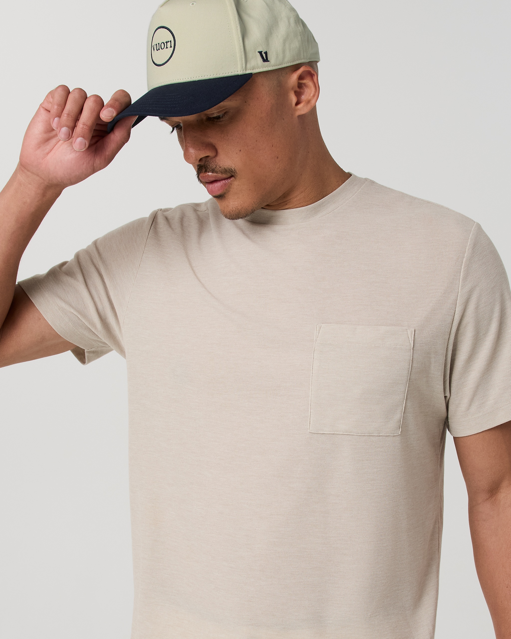 S/S Micro Waffle Tee-Relaxed Desert Heather