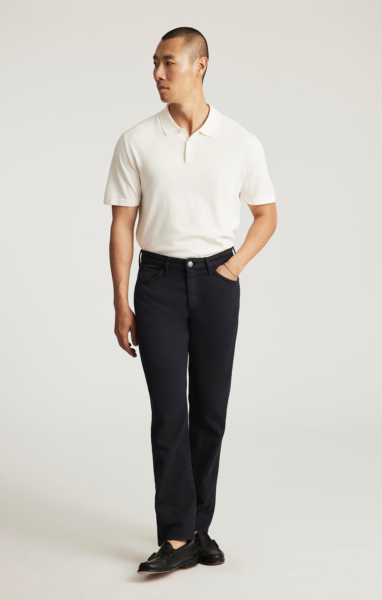 Marcus Slim Straight Leg Navy Herringbone