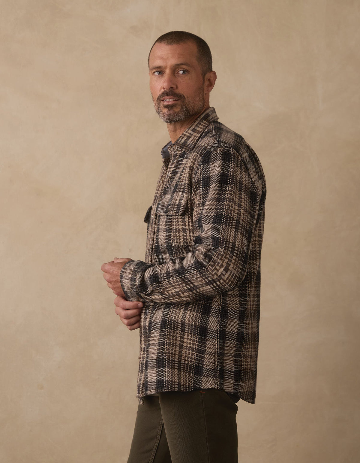 Mountain Textured Overshirt Asphalt Plaid