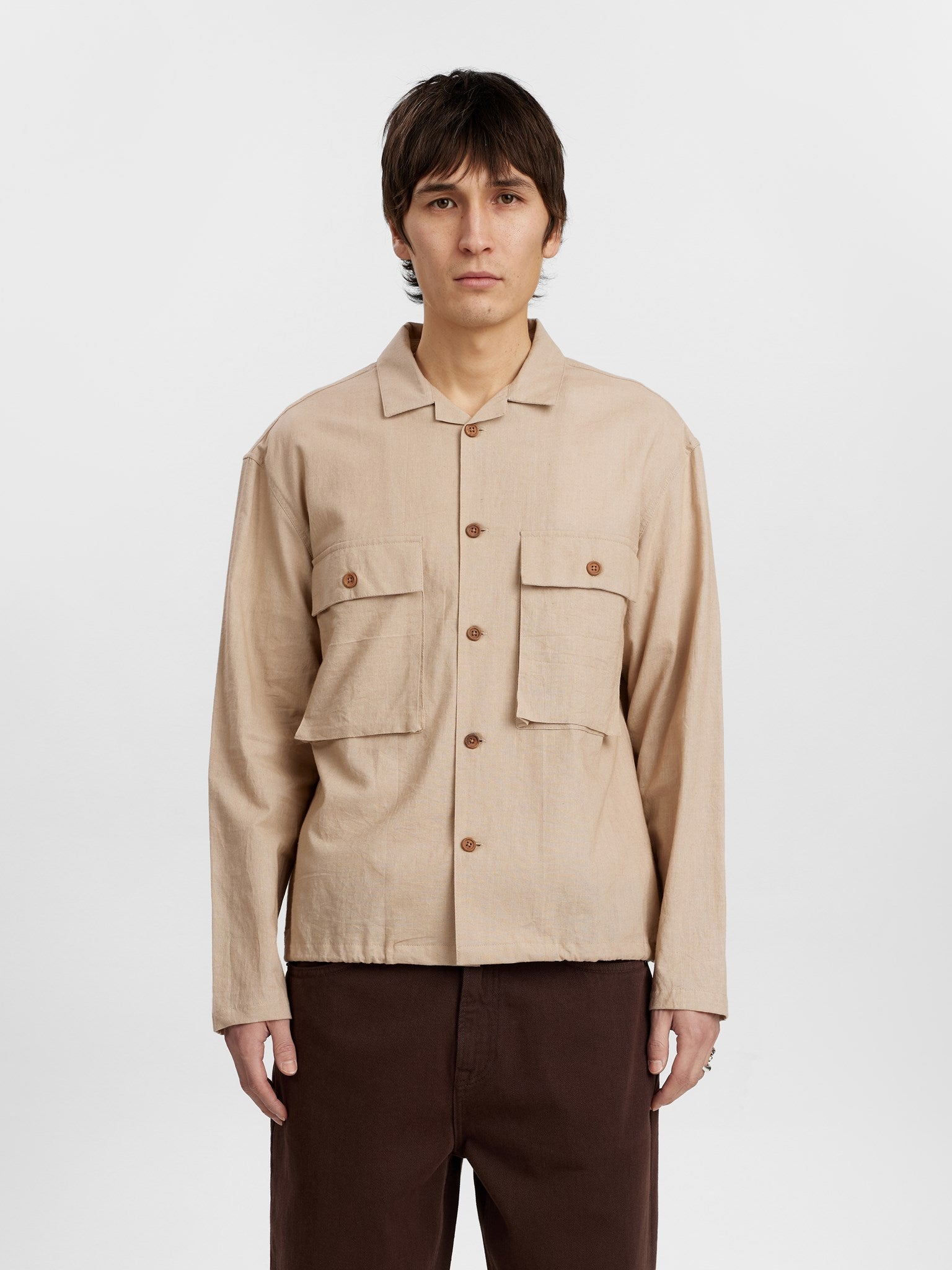 Akotto Cot/Linen Overshirt Feather Gray