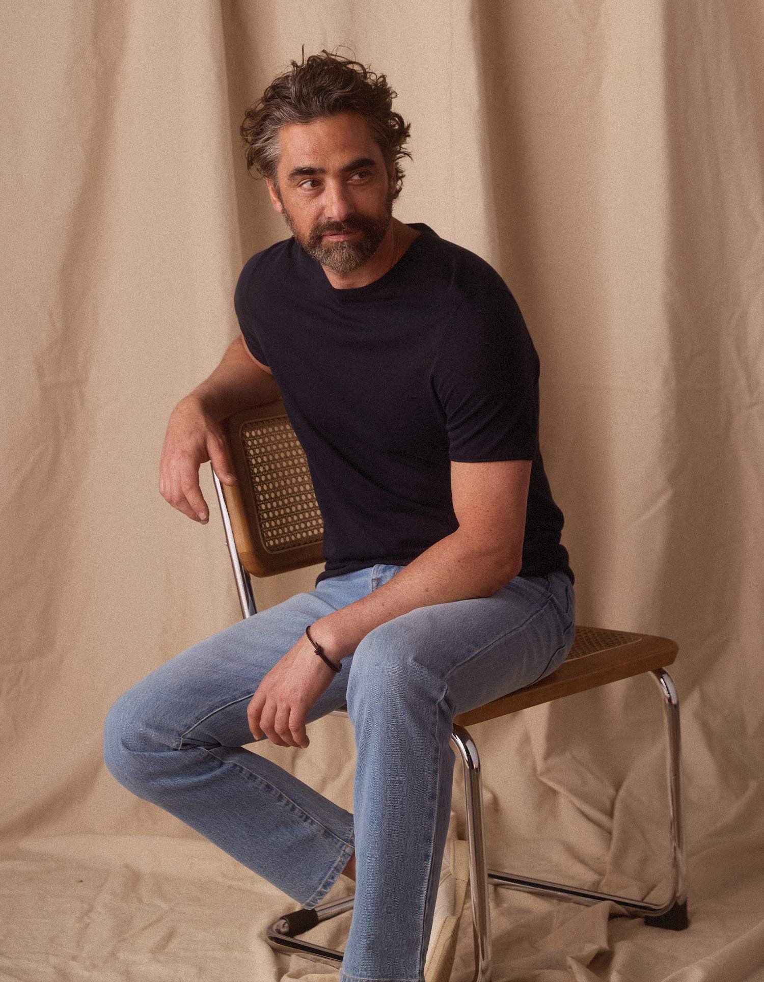 Summer Linen Blend Tee Navy