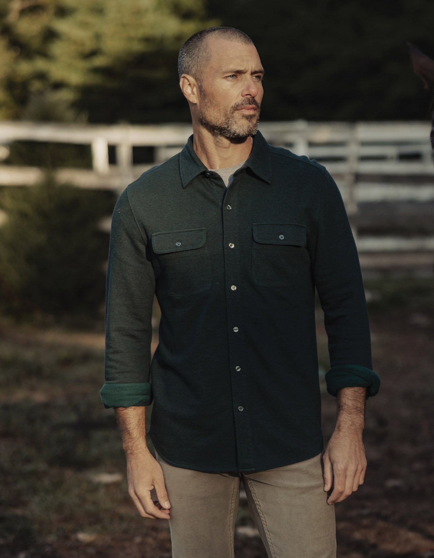 Textured Knit Everyday Shirt Emerald