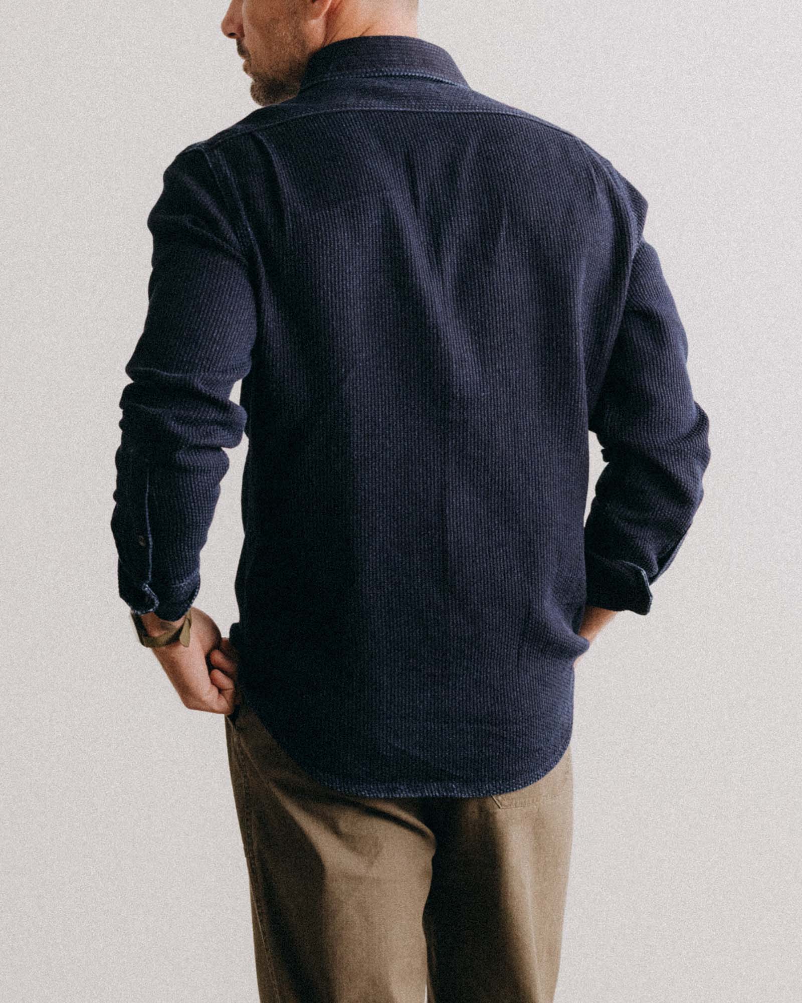The Utility Shirt in Sashiko Rinsed Indigo
