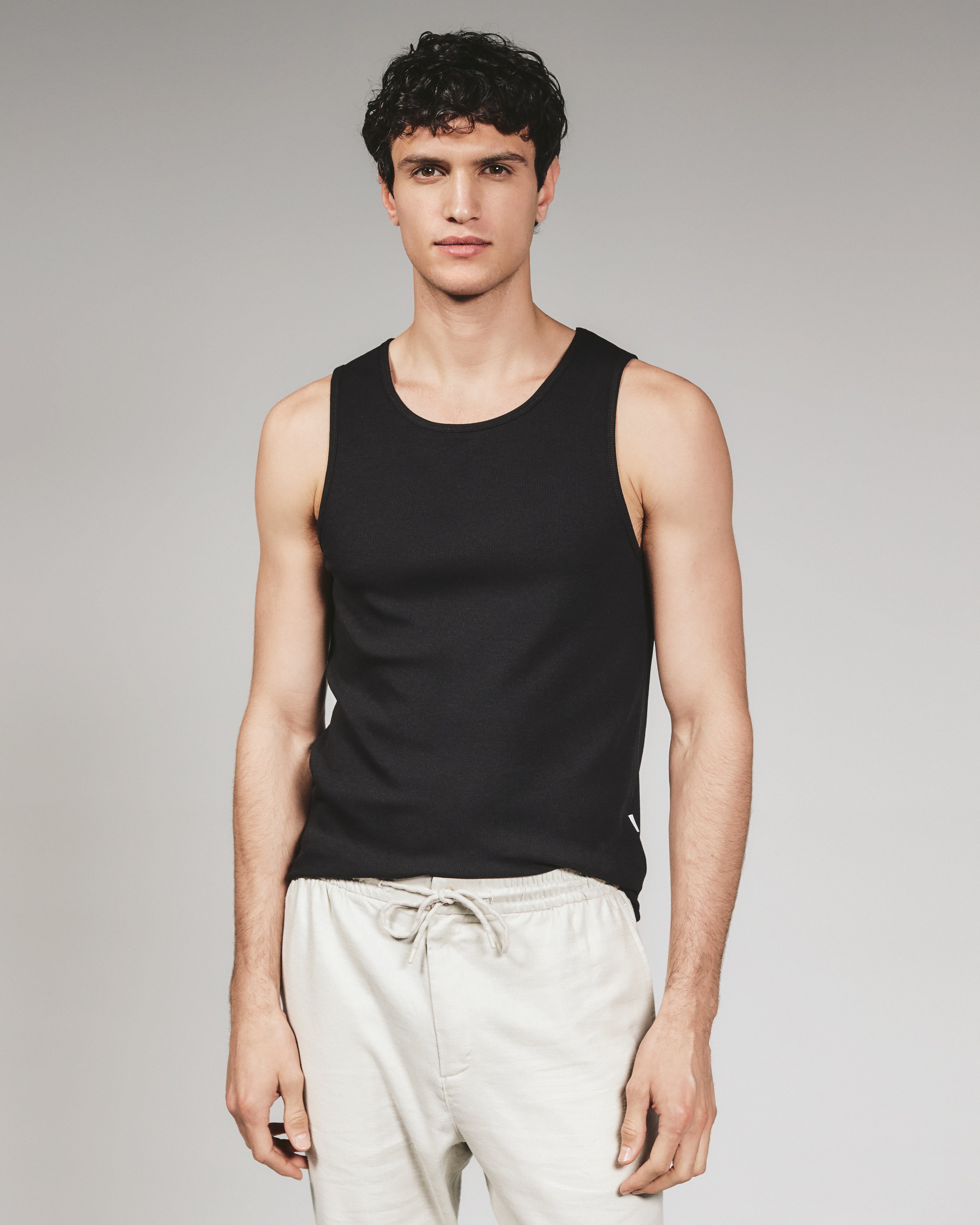 Modal Ribbed Tank Black