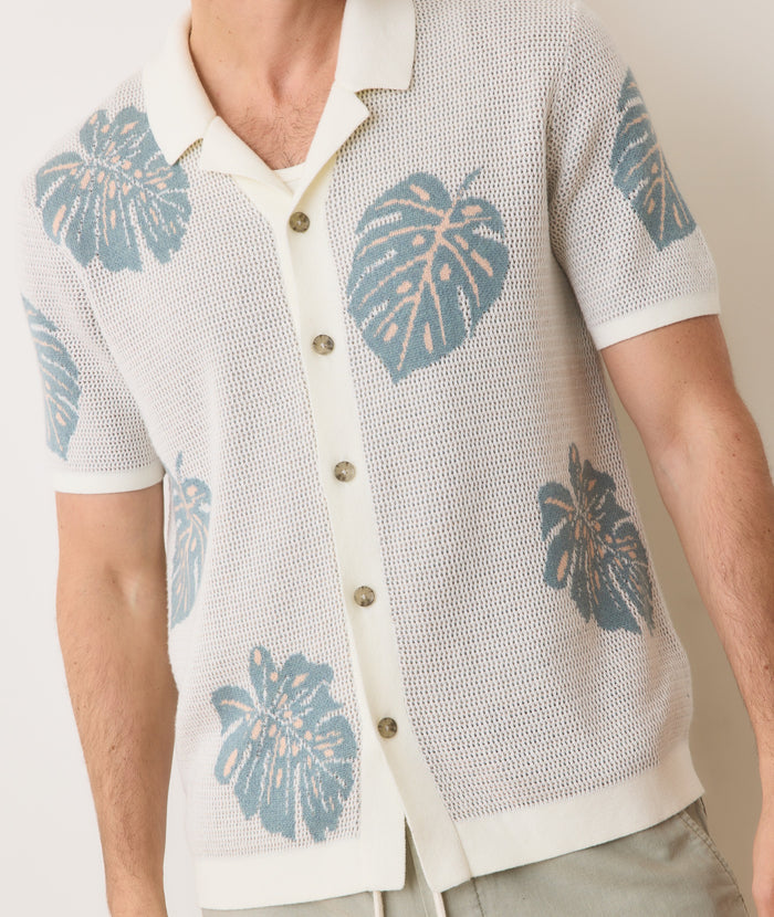 Asher Sweater Resort Shirt White/Topaz