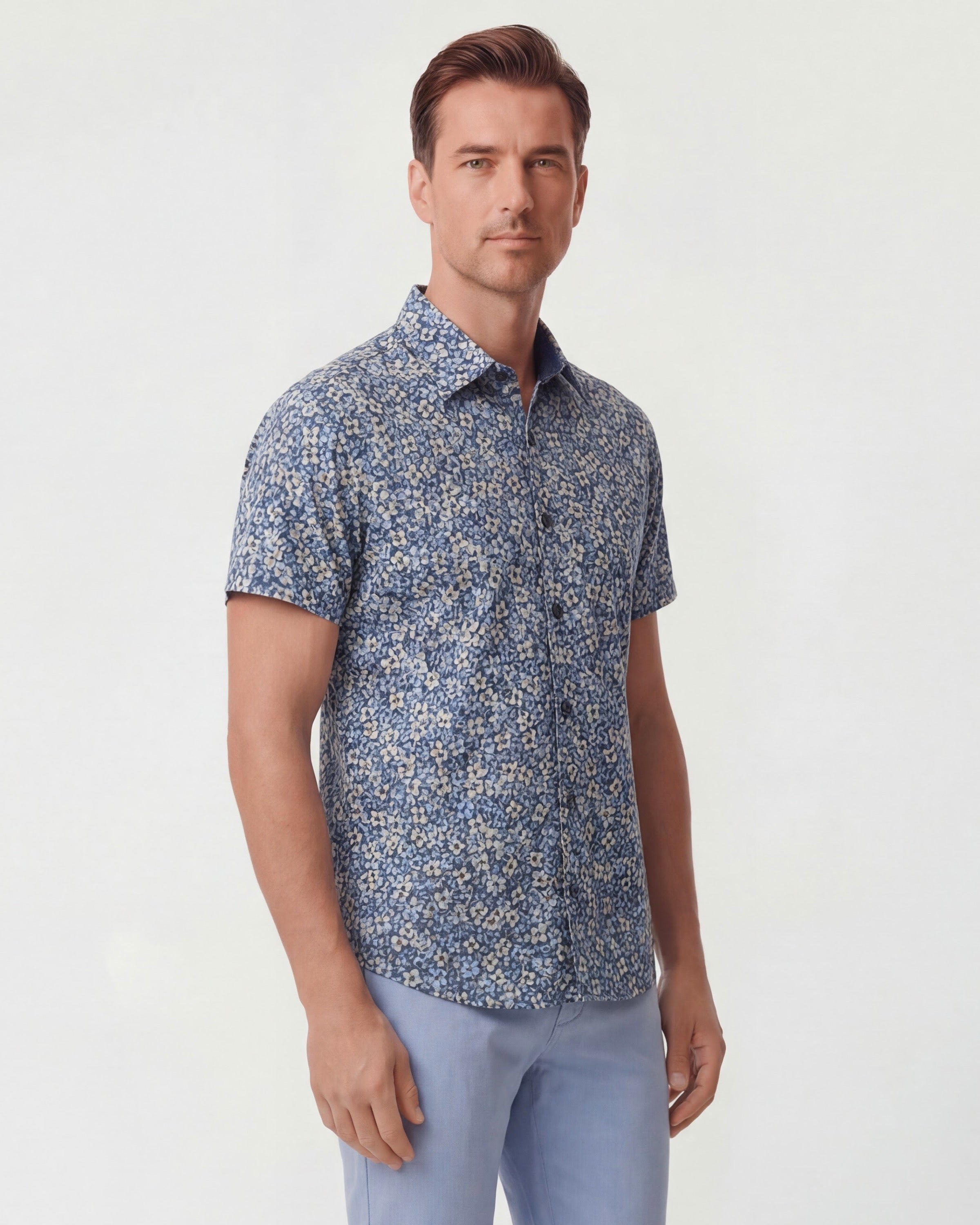 Todd Short Sleeve Floral Shirt Field Black