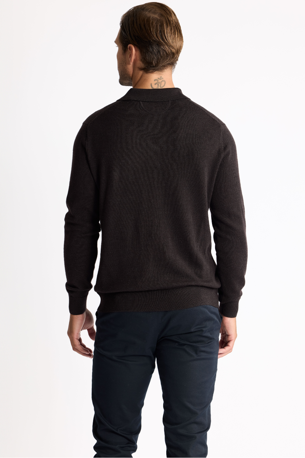 3 Button Merino Polo Espresso