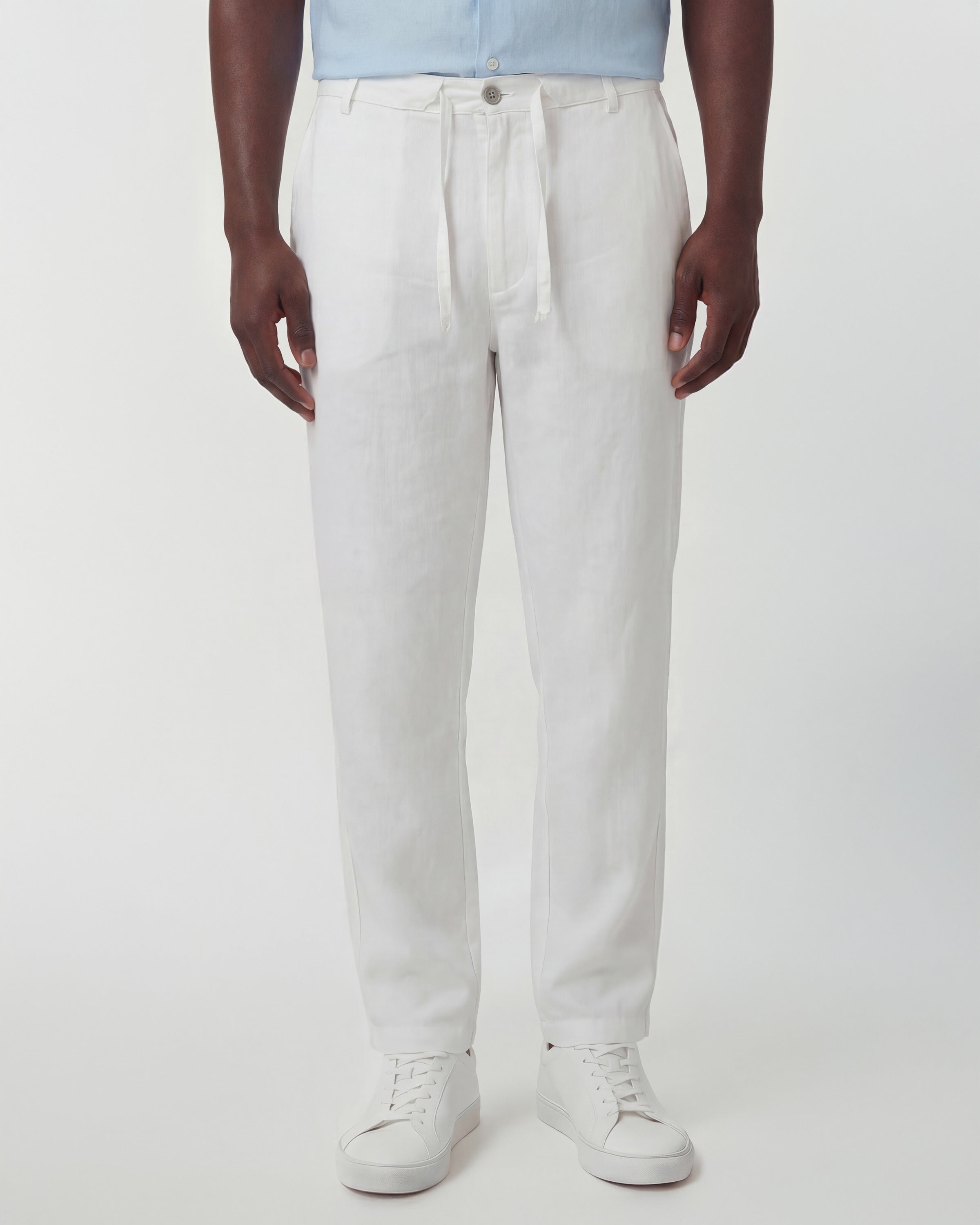 Devon Pleated Linen Trouser White