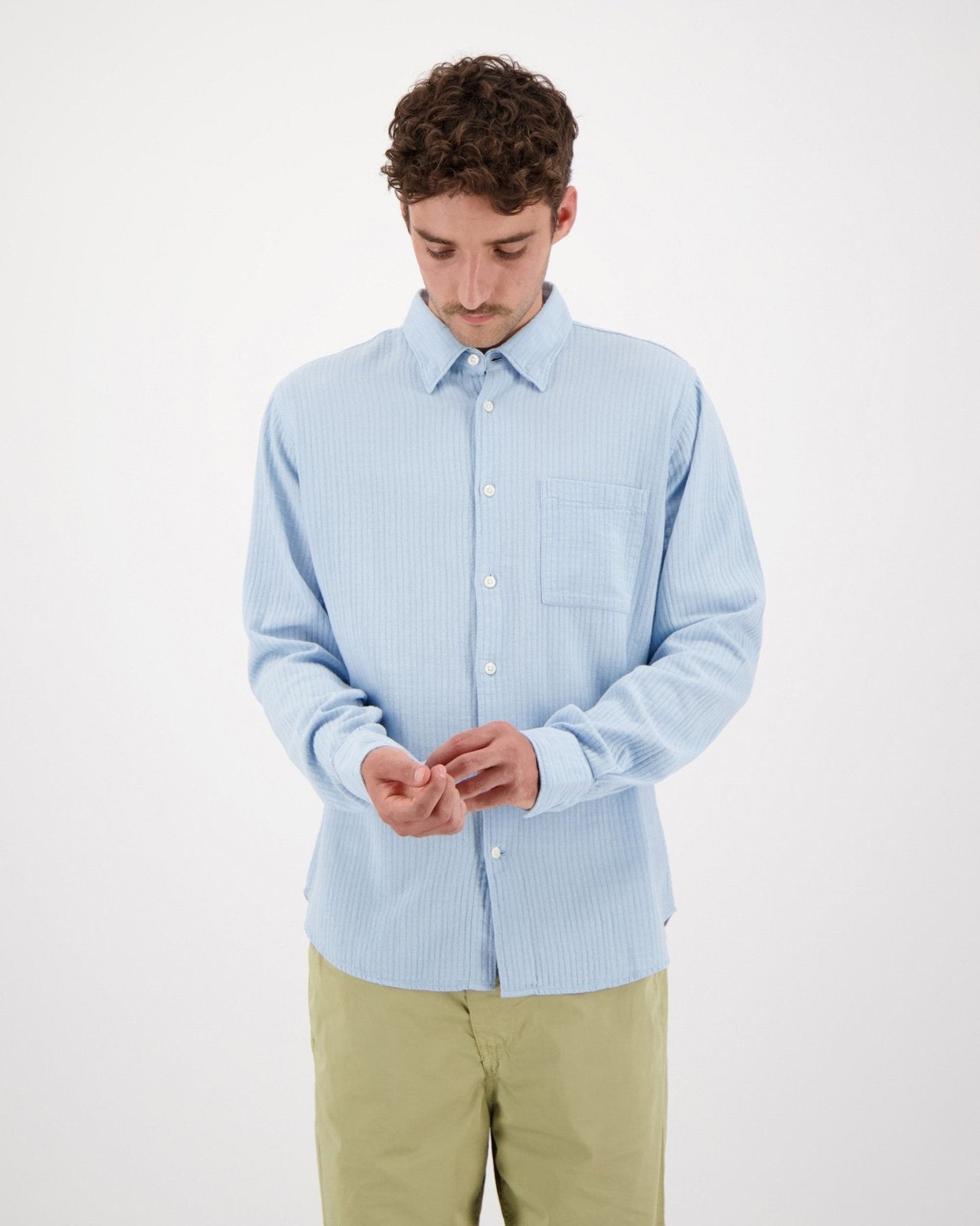 Konga Textured Cotton Shirt Light Blue