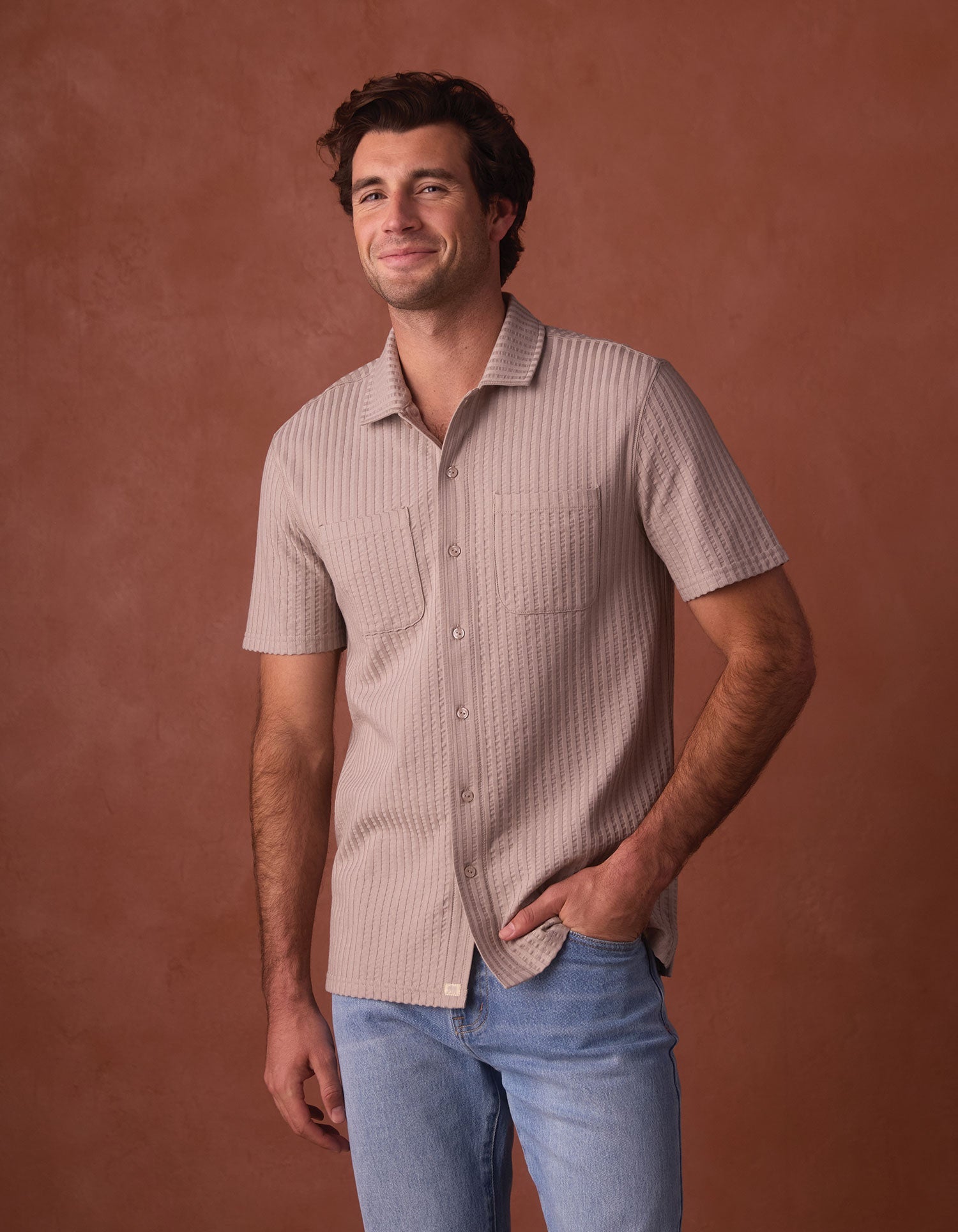 Knit Getaway Button Up Taupe
