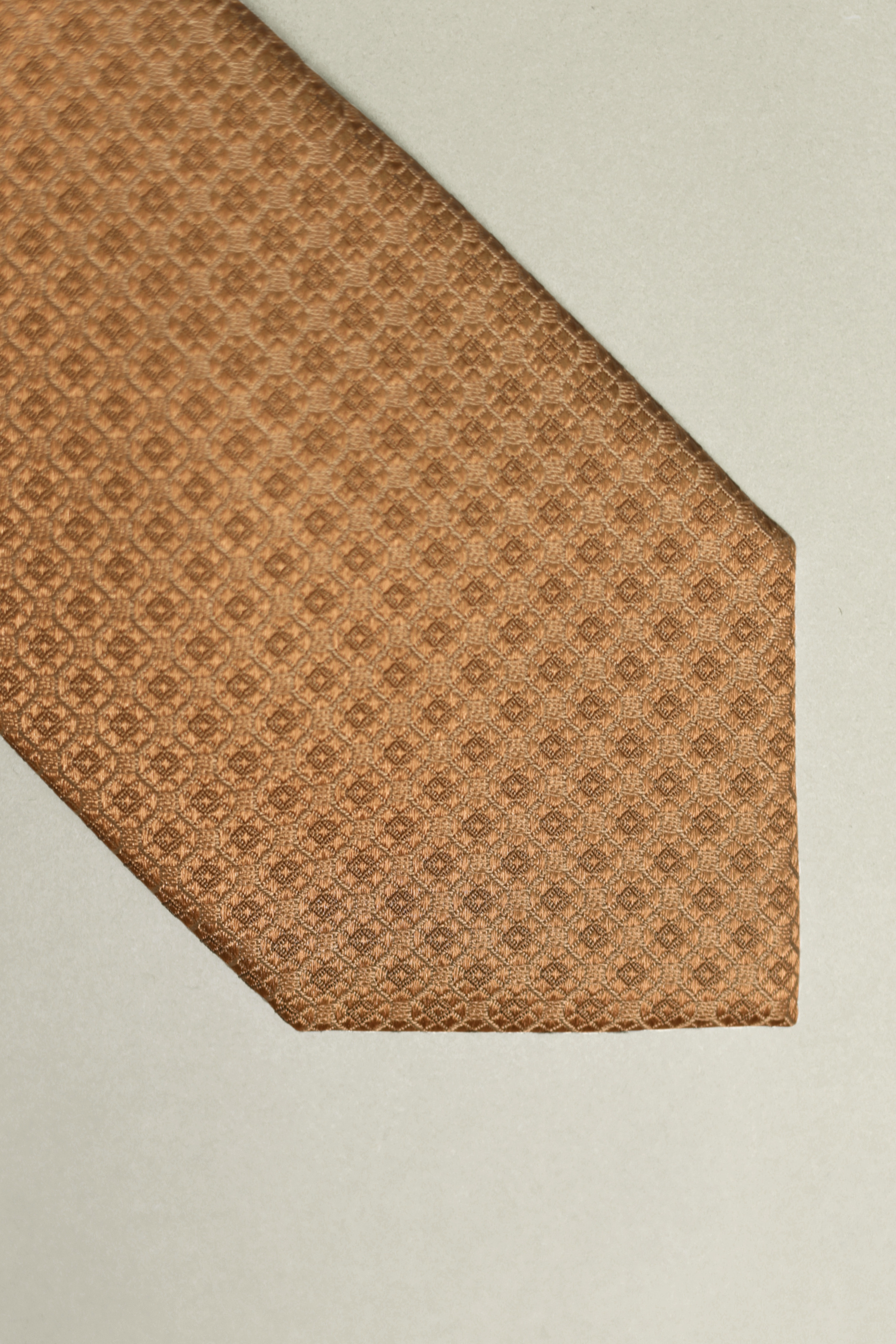 Champagne Silk Woven Geo Tie