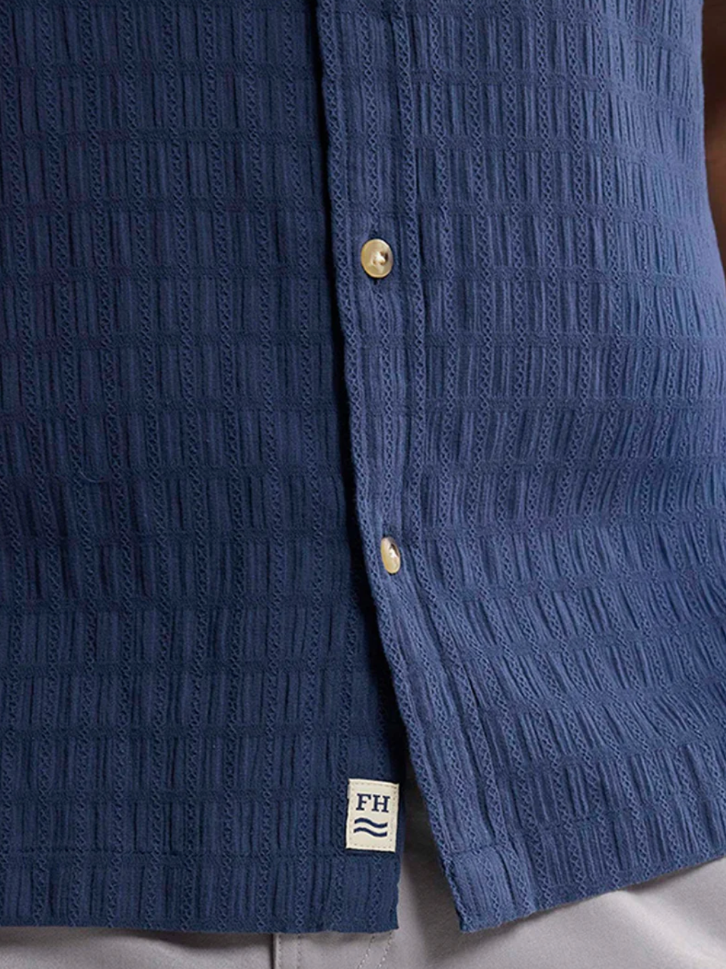 Oasis Short Sleeve Shirt Navy Basket Weave