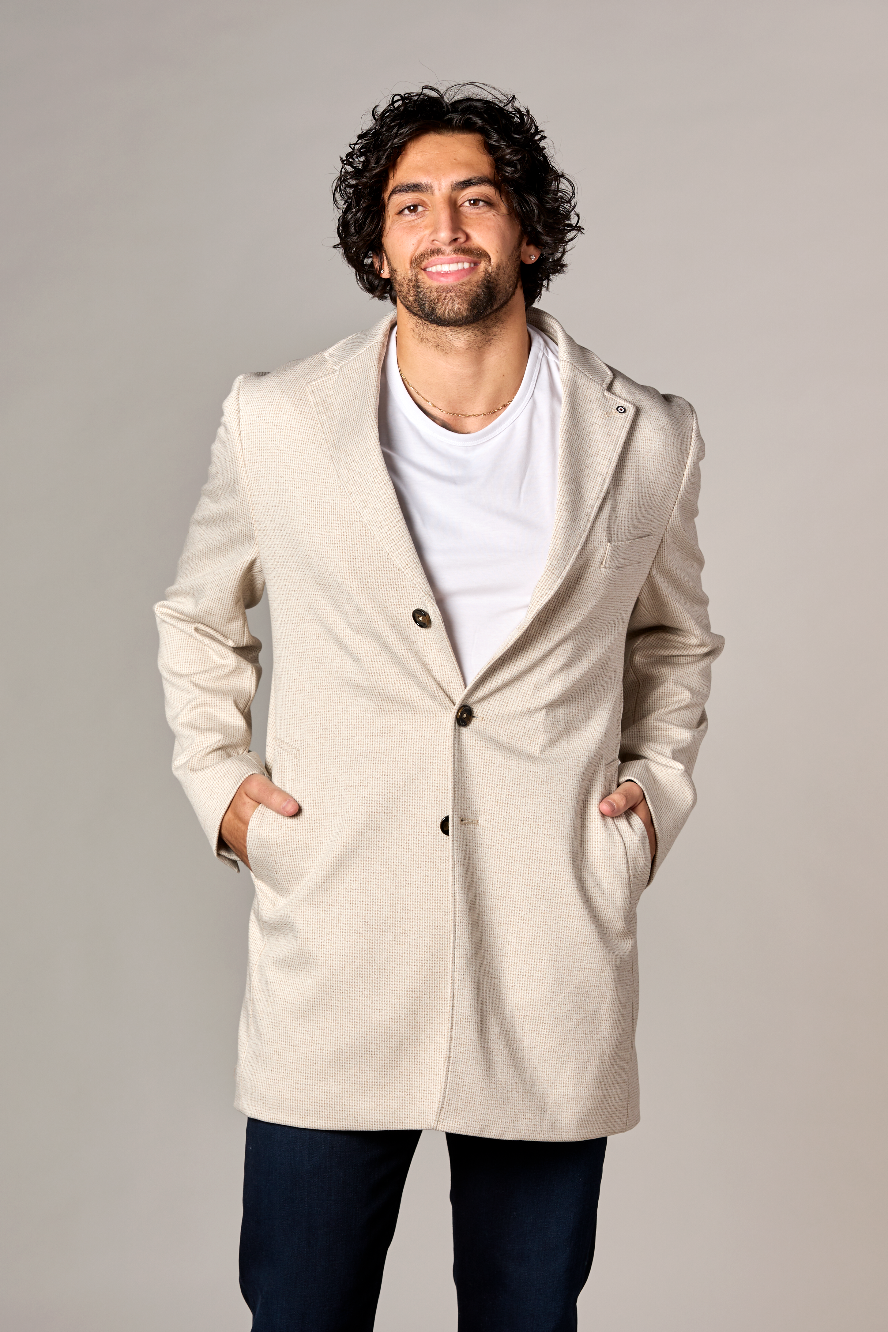 Houndstooth Top Coat w/ Inlay Grey