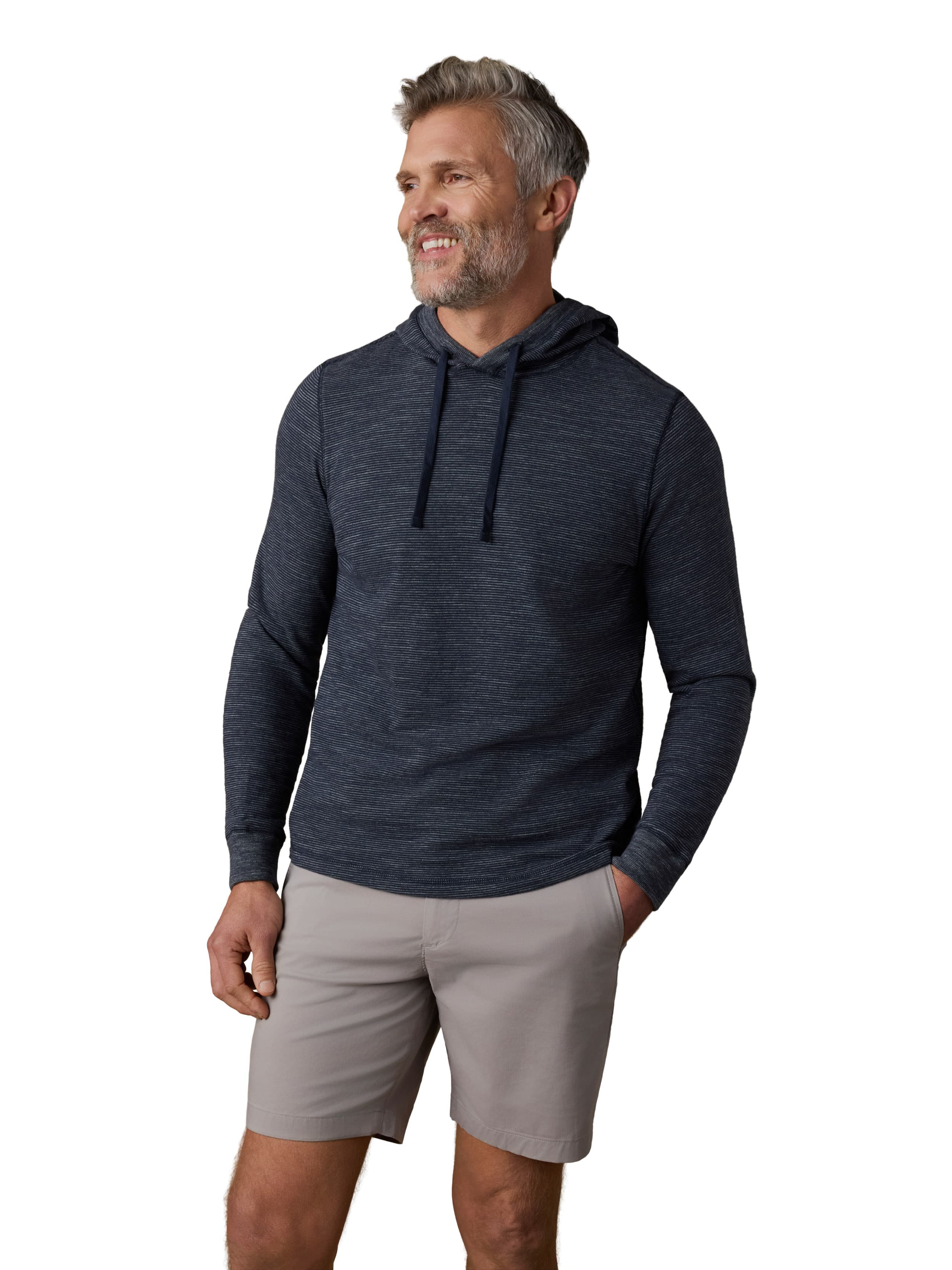 Sunwashed Slub Hoodie Sea Grey Stripe