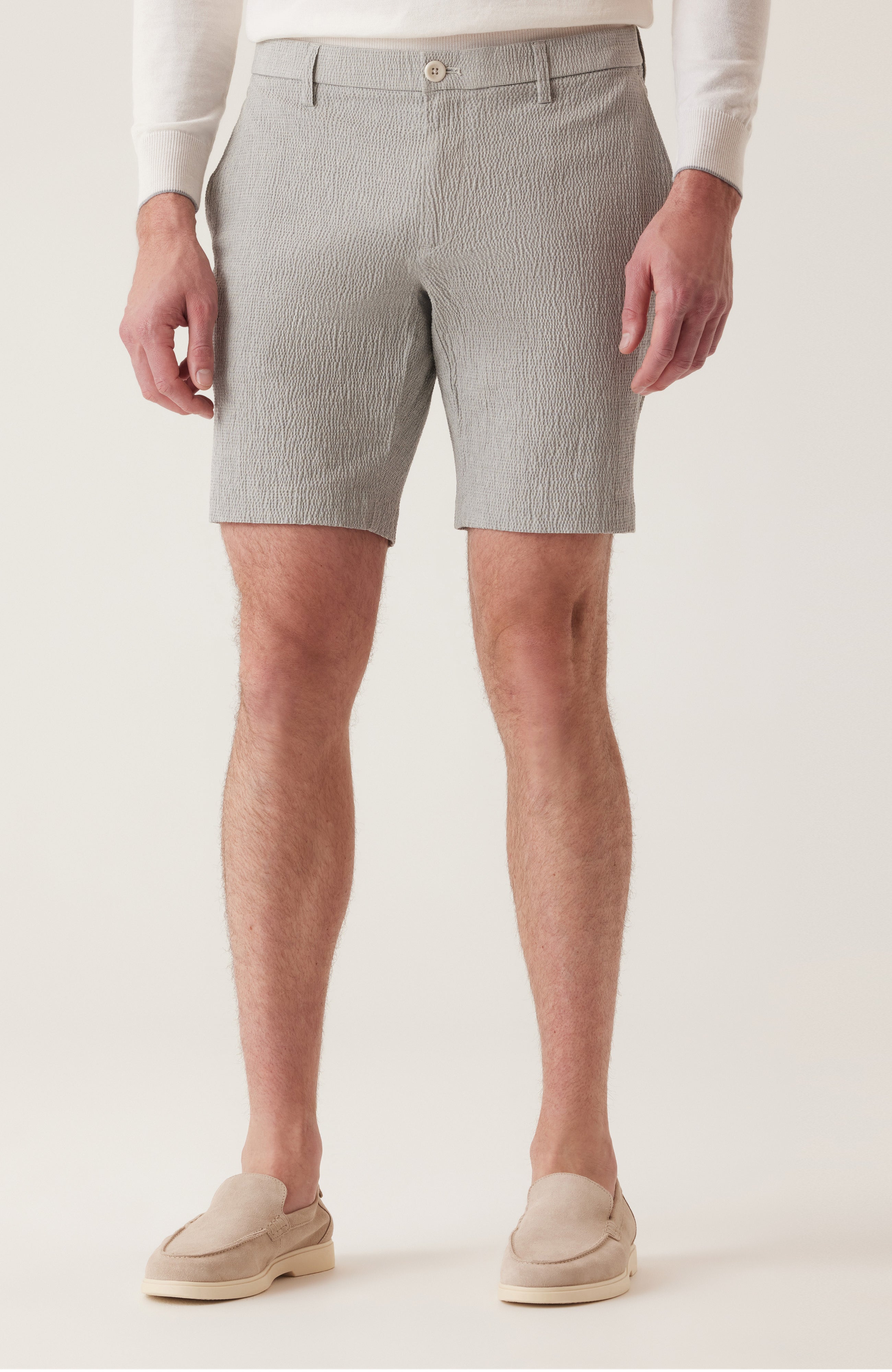 Oasis Bermuda Seersucker Short Grey Heather Mini Check