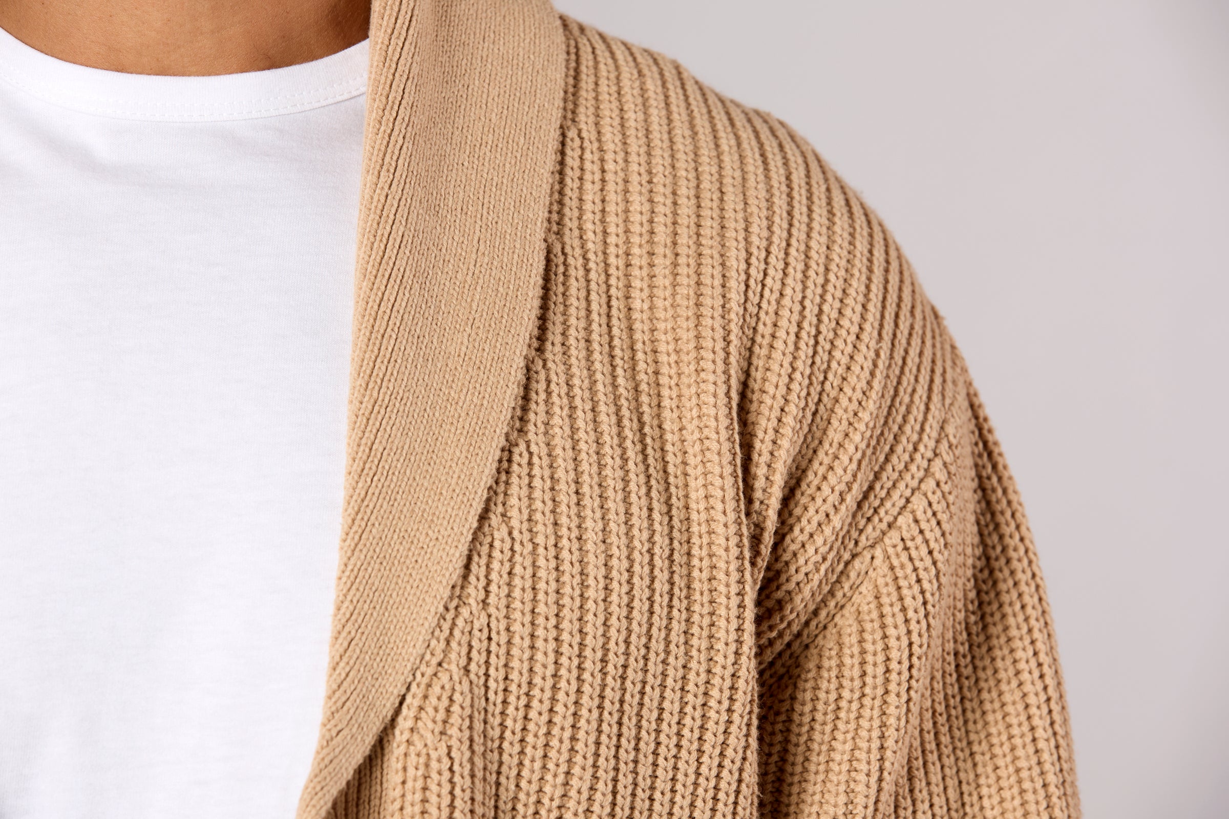 Chunky Shawl Collar Cardigan Oat