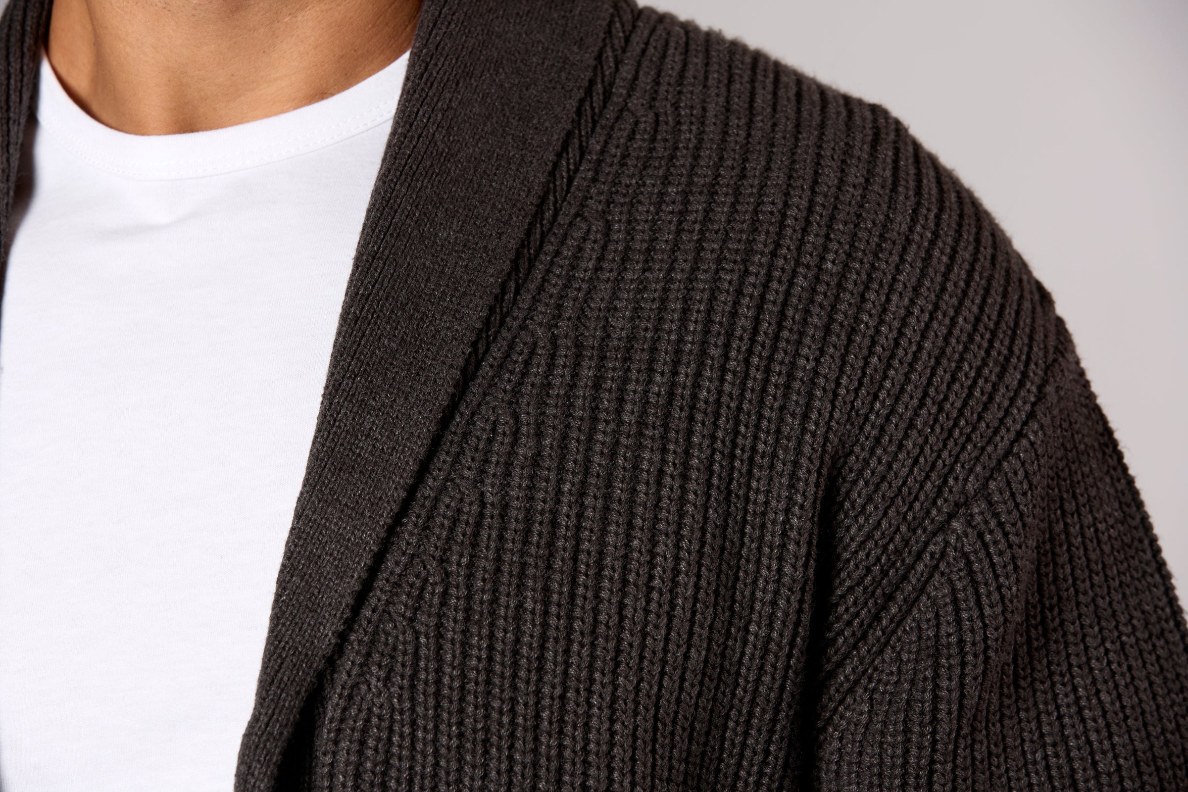 Chunky Shawl Collar Cardigan Charcoal