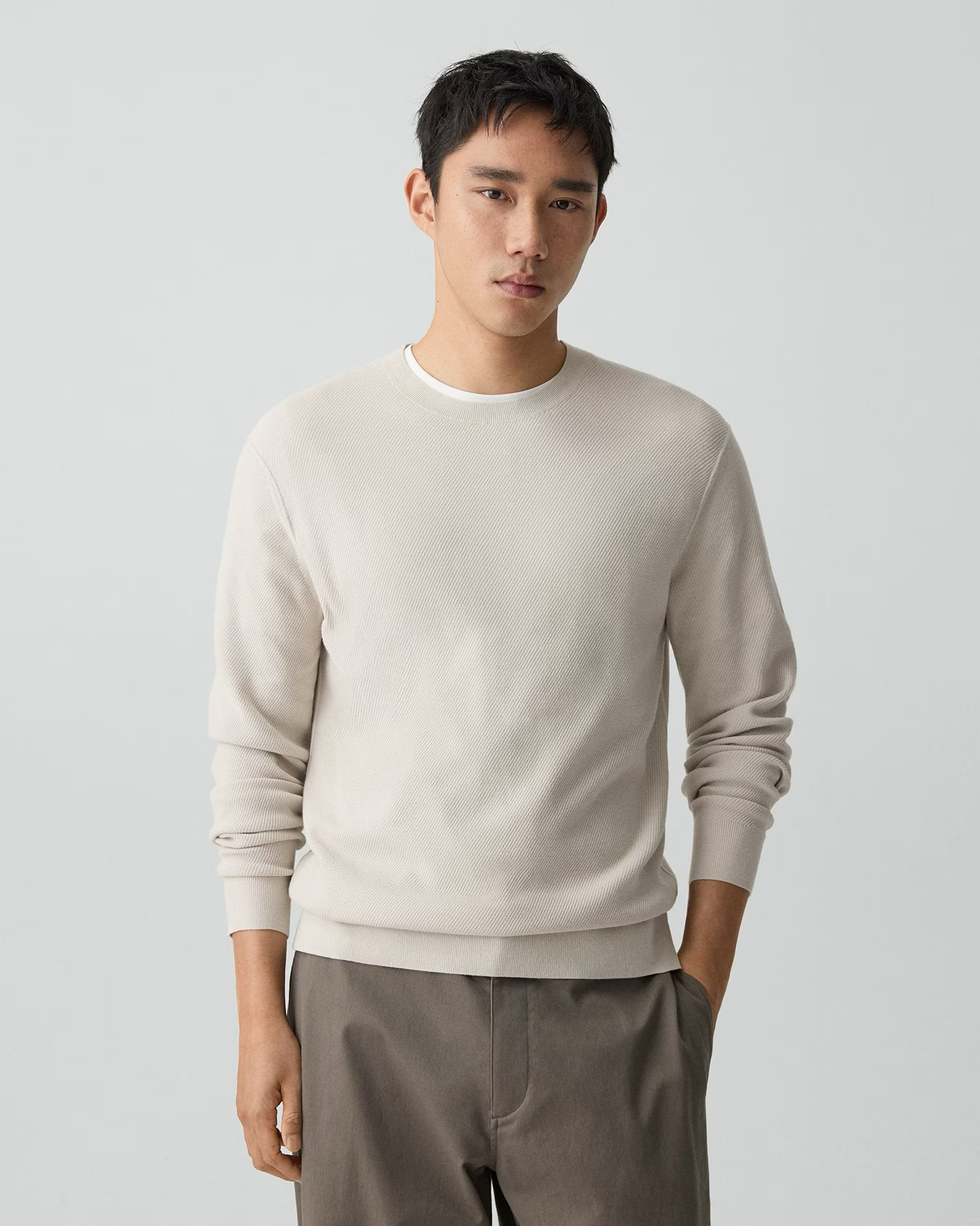 Riland Crewneck Sweater in Light Bilen Silver Cloud