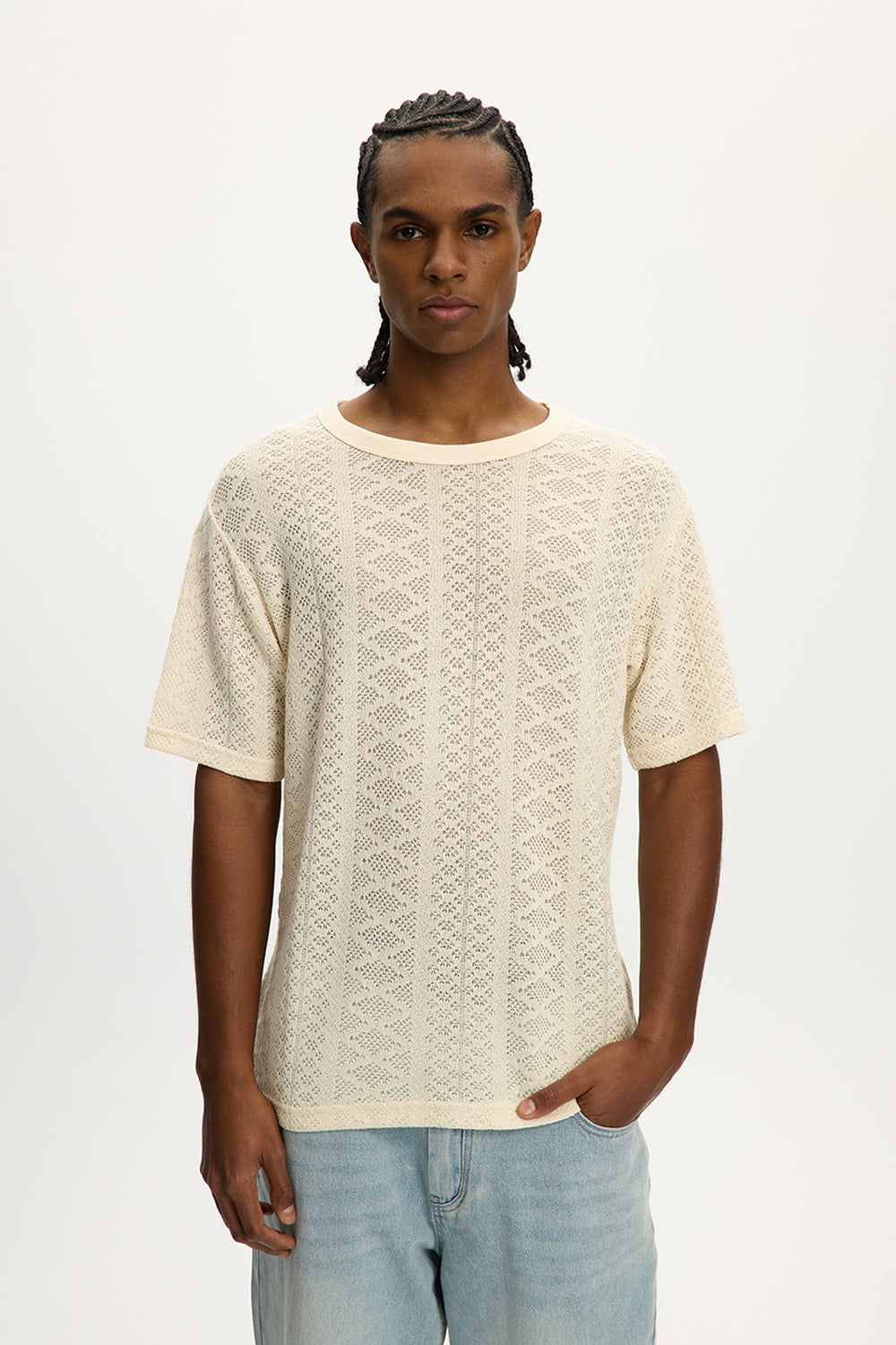 Crochet Jersey Tee Cream