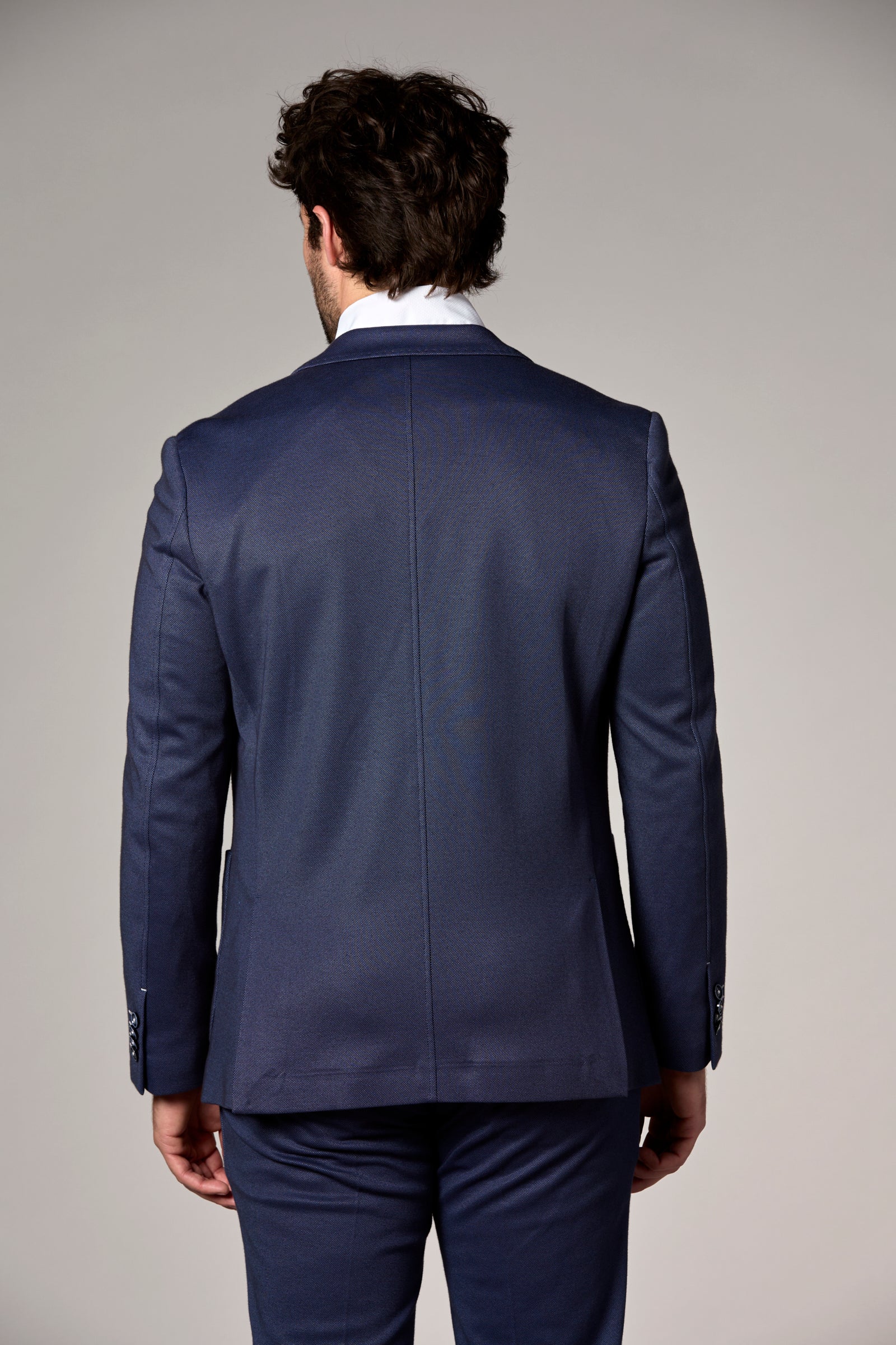Stretch Knit Patch Pocket Blazer Navy