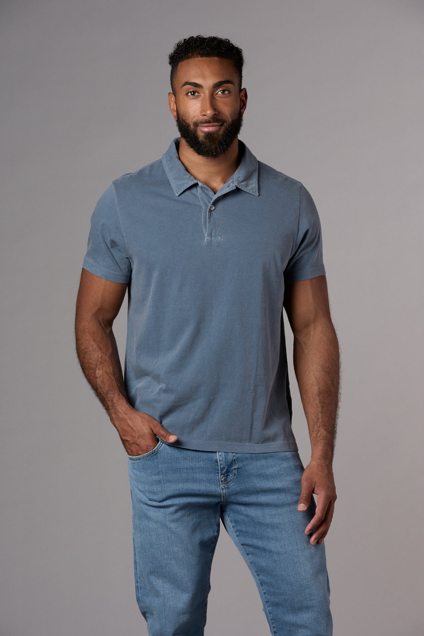 Billy Standard Fit Garment Dyed Polo Washed Indigo