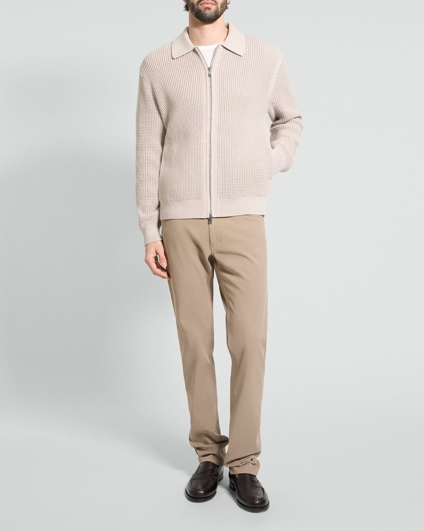 Gary Cashton Front Zip Cardigan Alabaster Melange