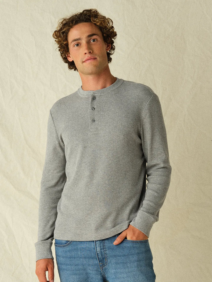 Hudson Waffle Henley in Heather Grey