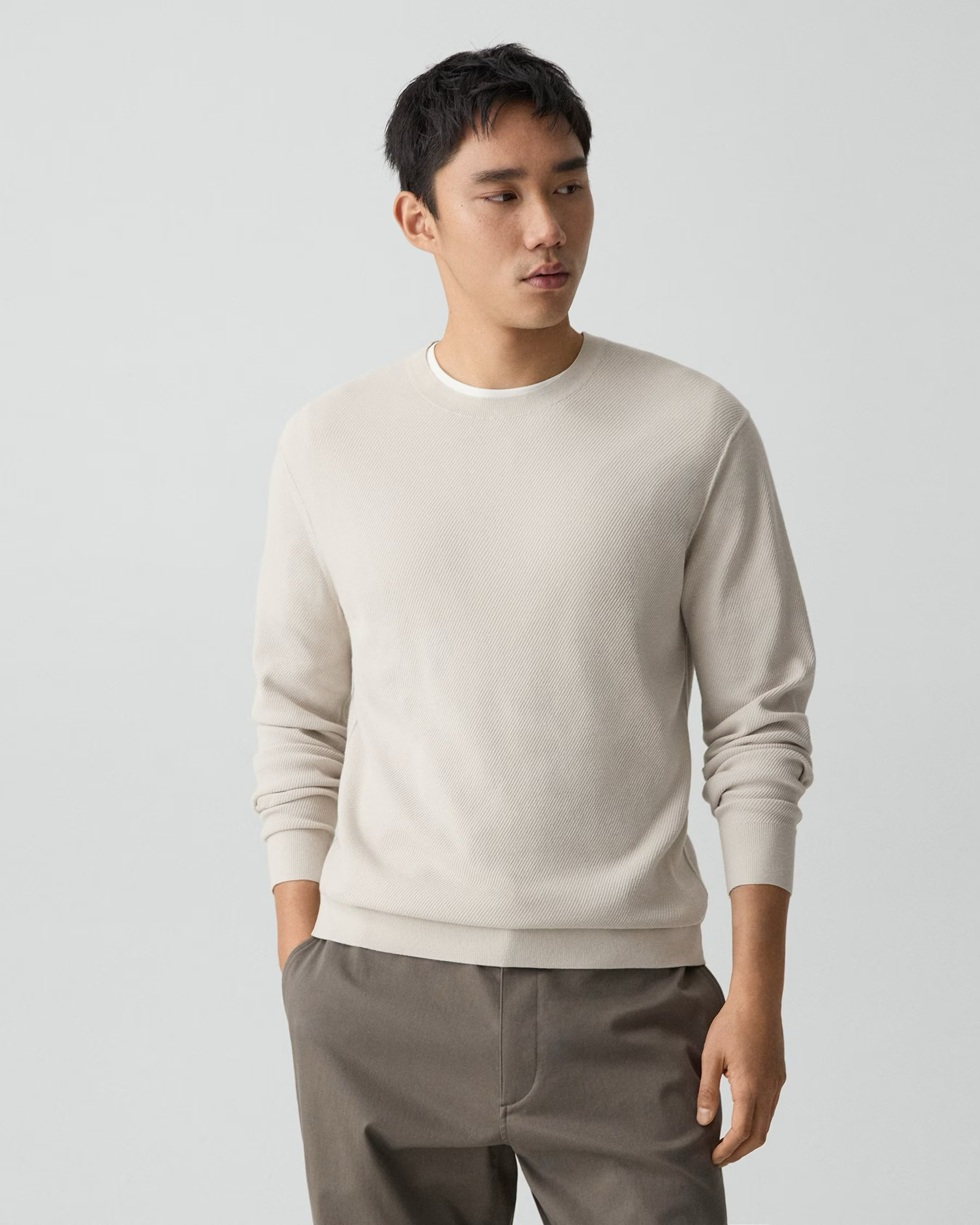 Riland Crewneck Sweater in Light Bilen Silver Cloud