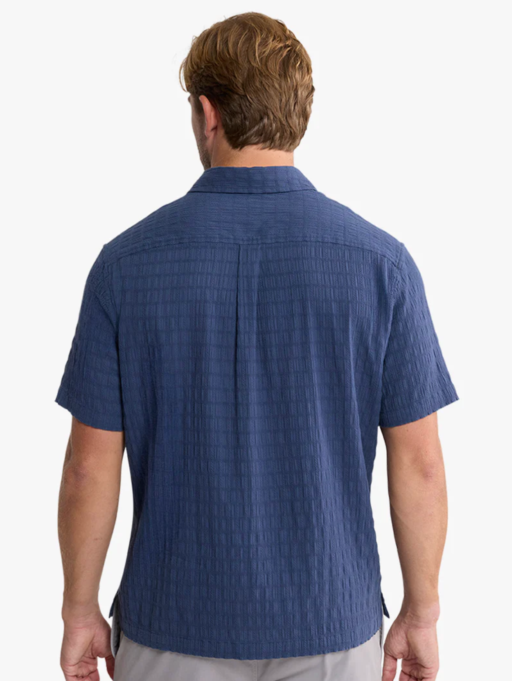 Oasis Short Sleeve Shirt Navy Basket Weave