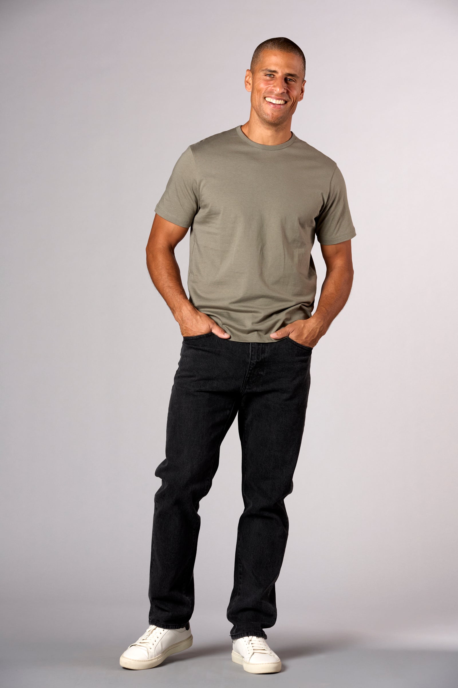 The Hudson Crew Tee in Heavy Cotton Jersey Covert Green