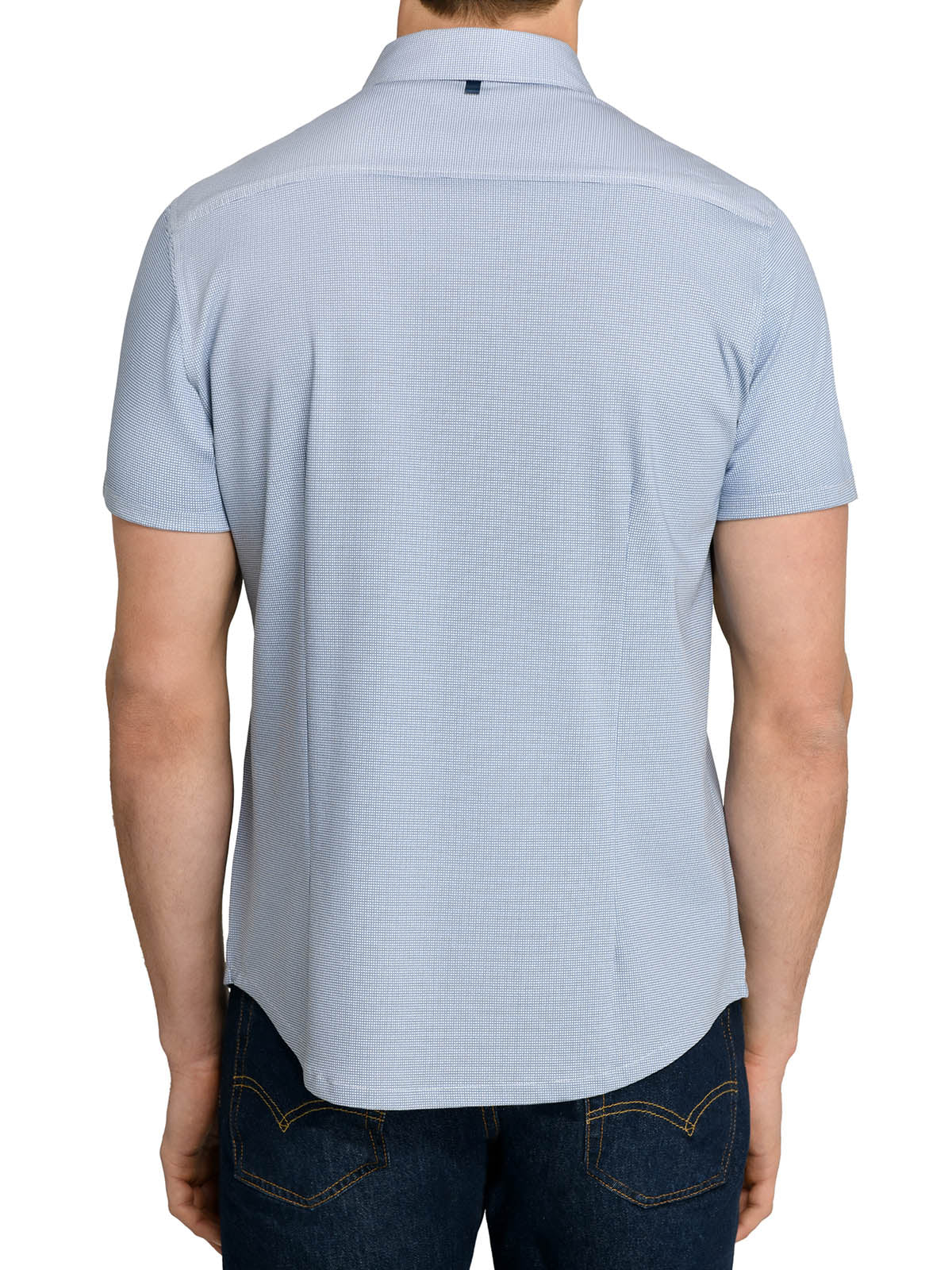 Micro Circle Reworked Woven Short Sleeve Basic Navy