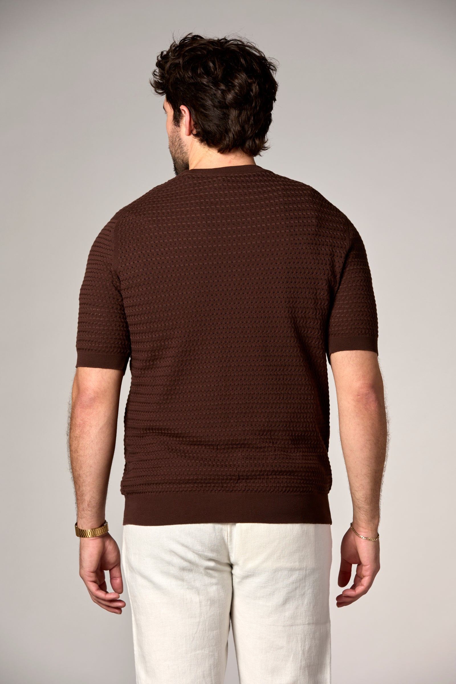Crochet Sweater Tee Brown