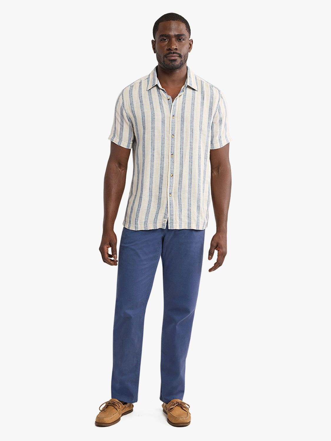 Oasis Textured Short Sleeve Shirt Sea Blue Stripe