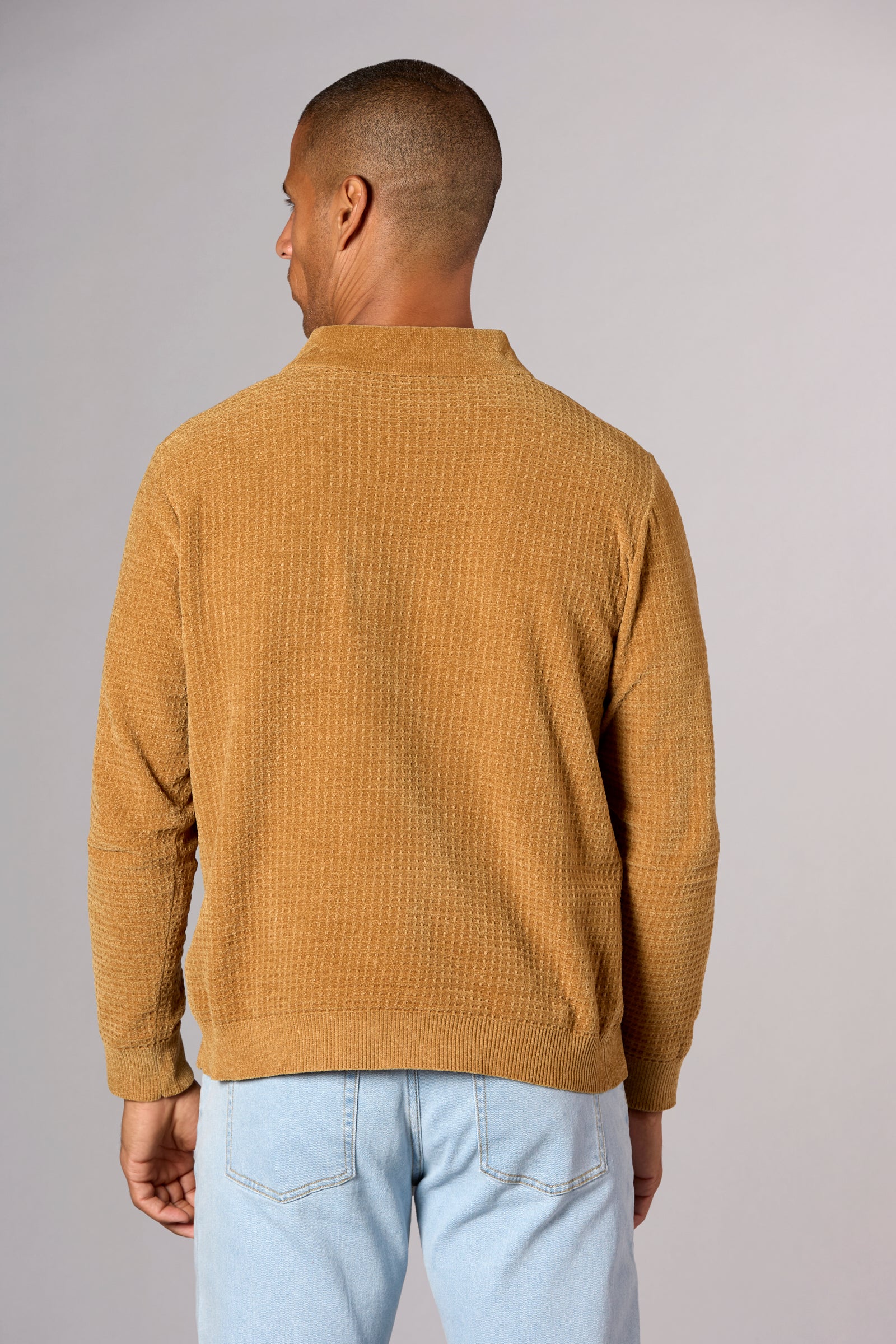 Chenille Waffle Stitch Polo Honey