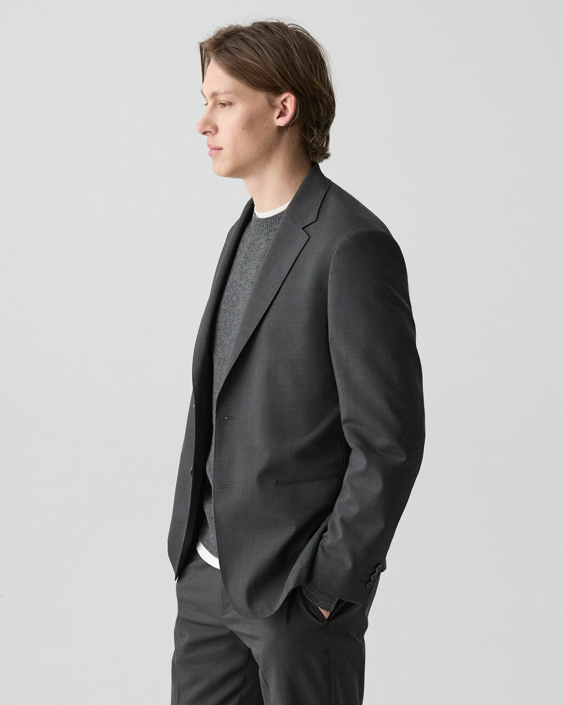 Clinton Travel Blazer in Motion Wool Charcoal Melange