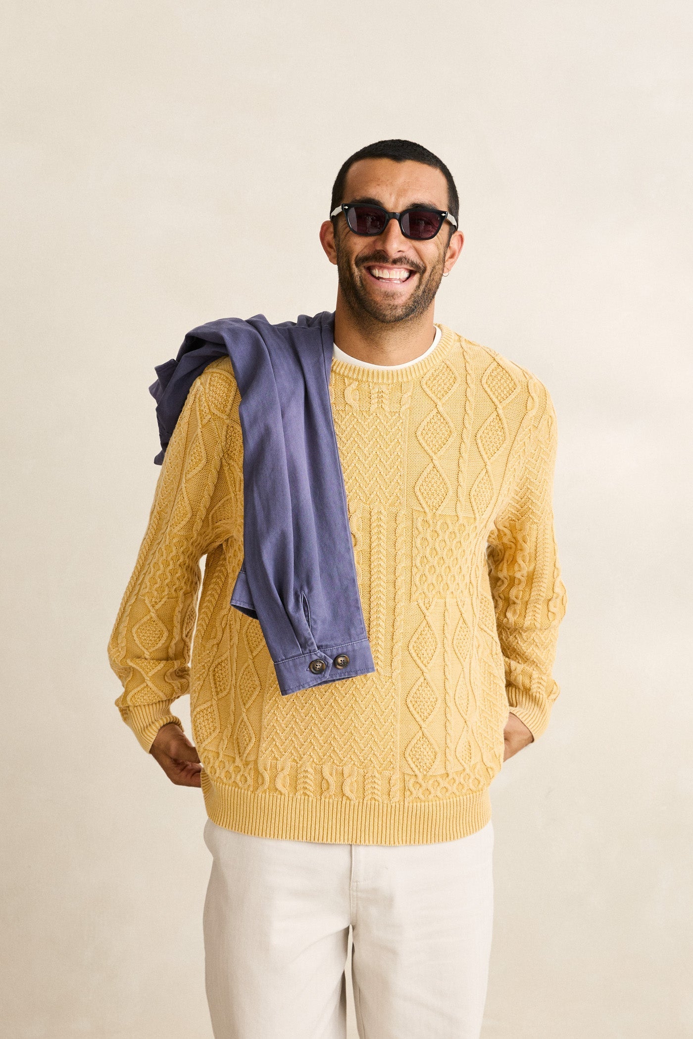 Patchwork Salt Wash Sweater Cornsilk