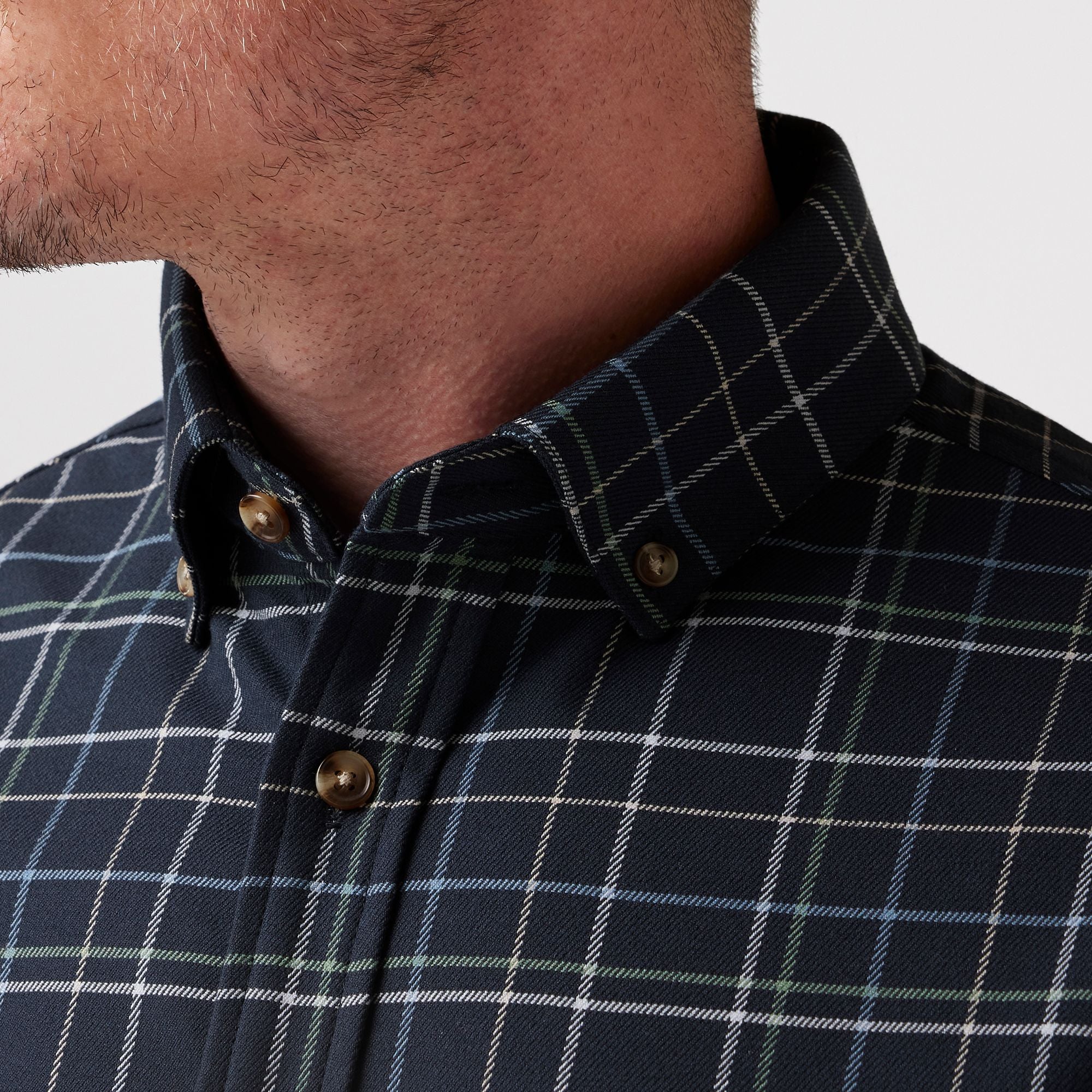 City Flannel Twill, Navy Andrew Plaid
