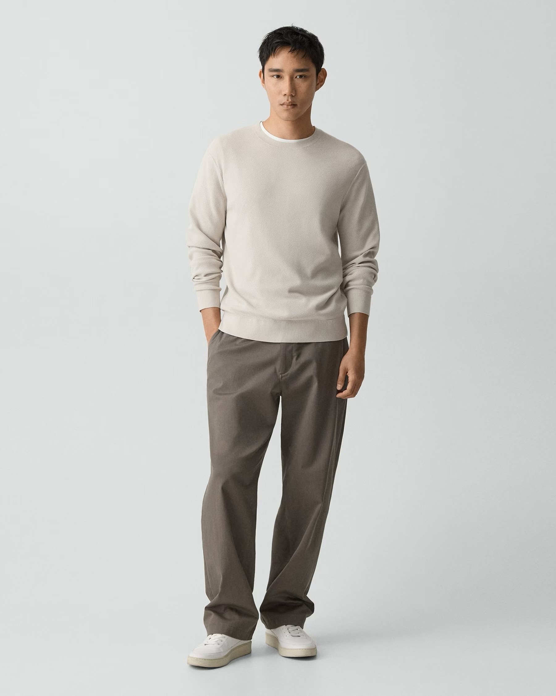 Riland Crewneck Sweater in Light Bilen Silver Cloud