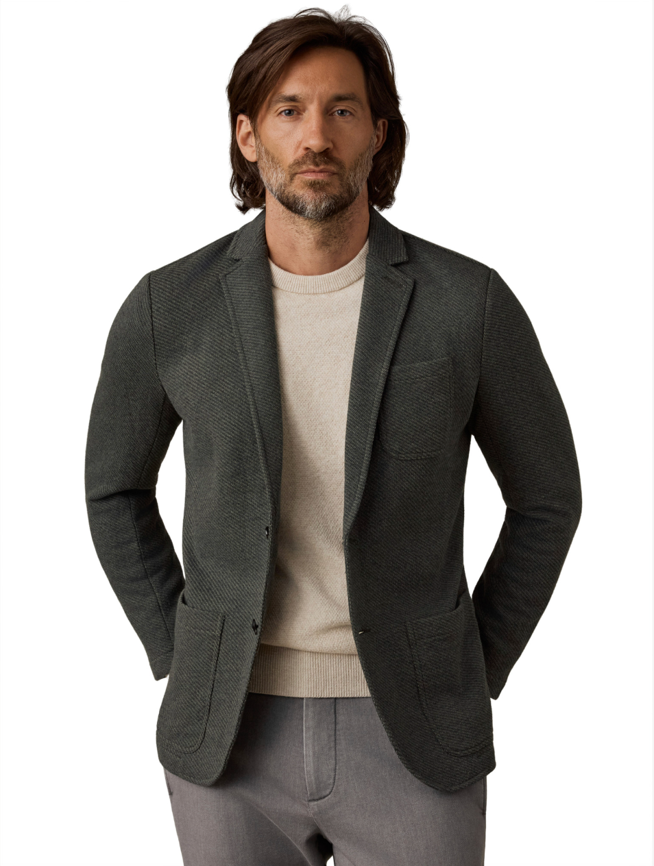 Inlet Knit Blazer Olive Charcoal Melange