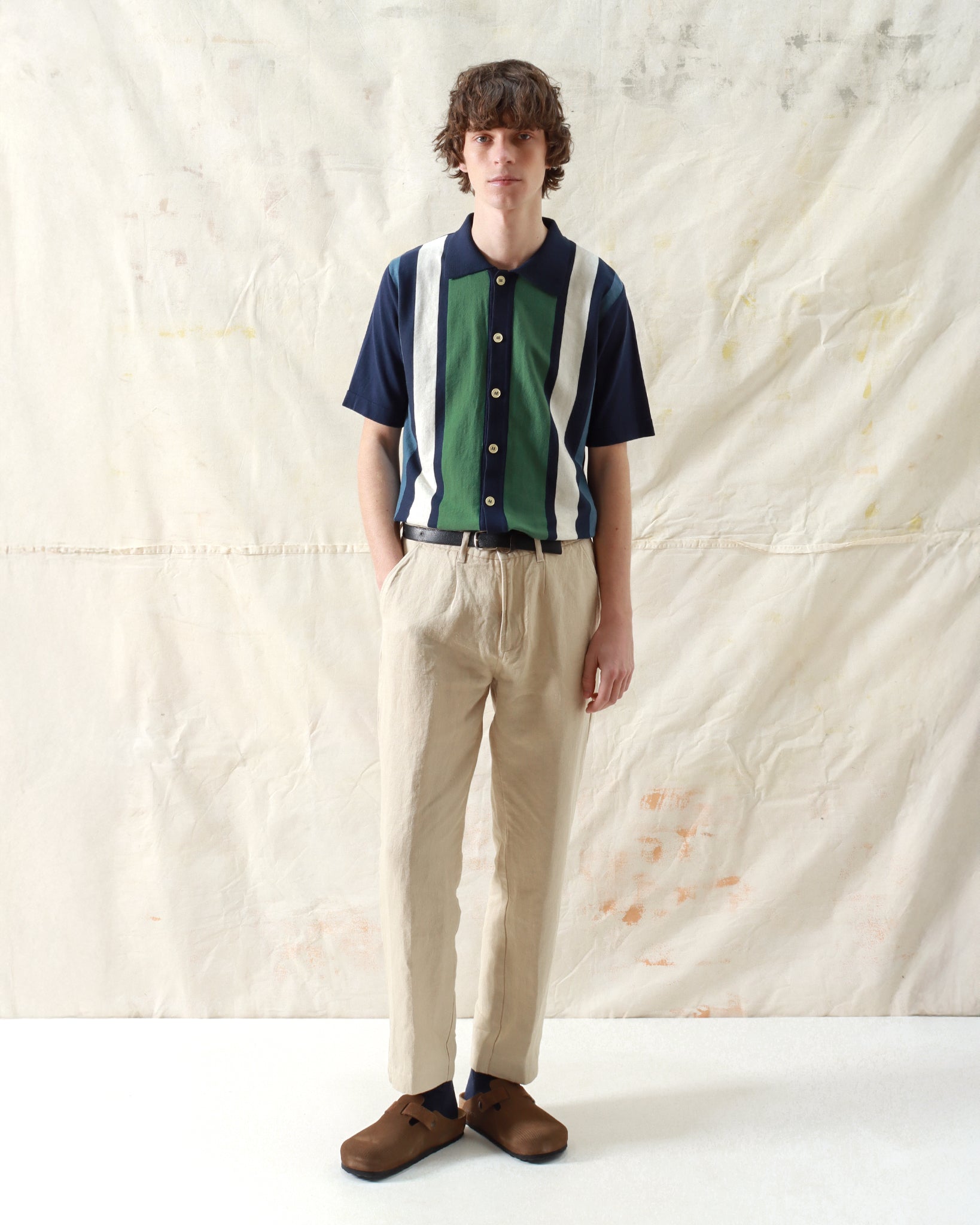 Velzy Neto Stripe Cardigan Navy Iris/Green