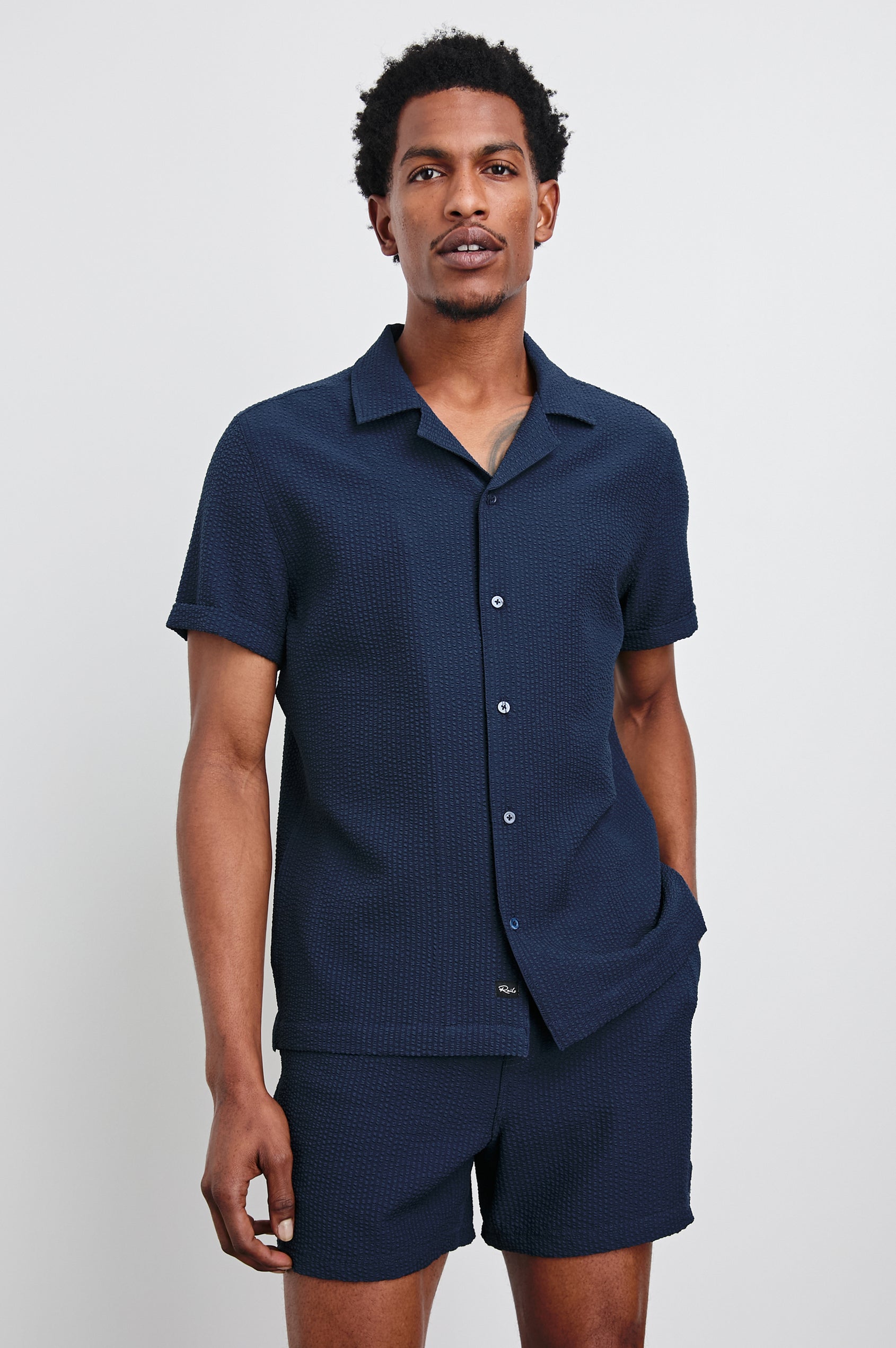Amalfi Shirt Navy Seersucker