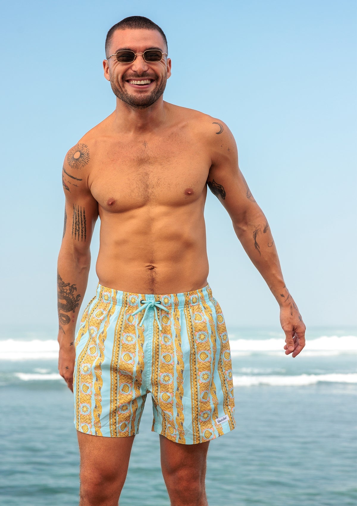 Baroque Stripe Swim Trunk Blue