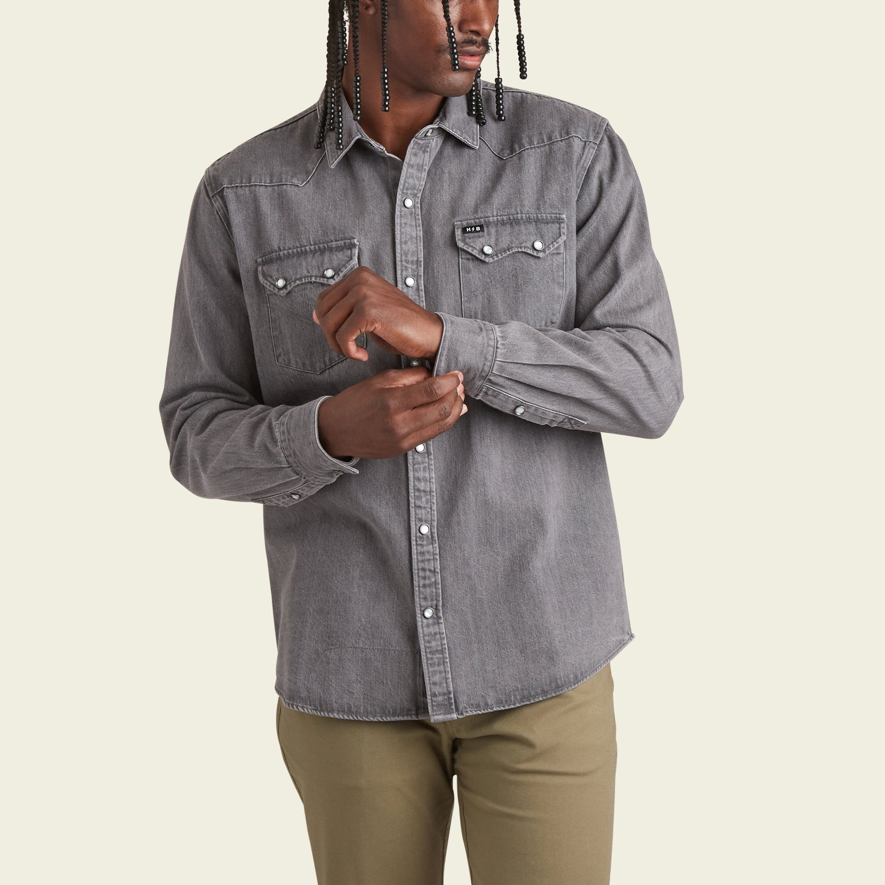 Dust Up Denim Snapshirt, Jovi Grey Wash
