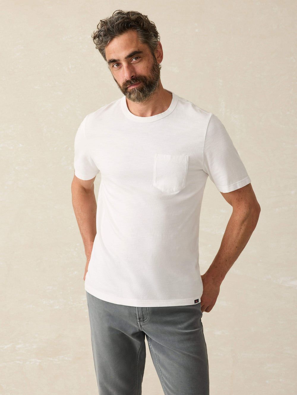 Short Sleeve Sunwashed Pocket Tee White