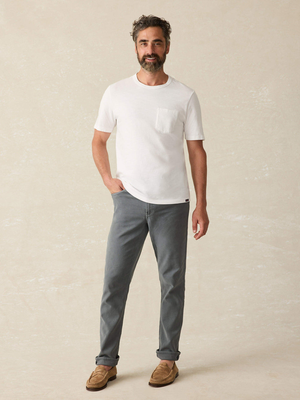 Short Sleeve Sunwashed Pocket Tee White
