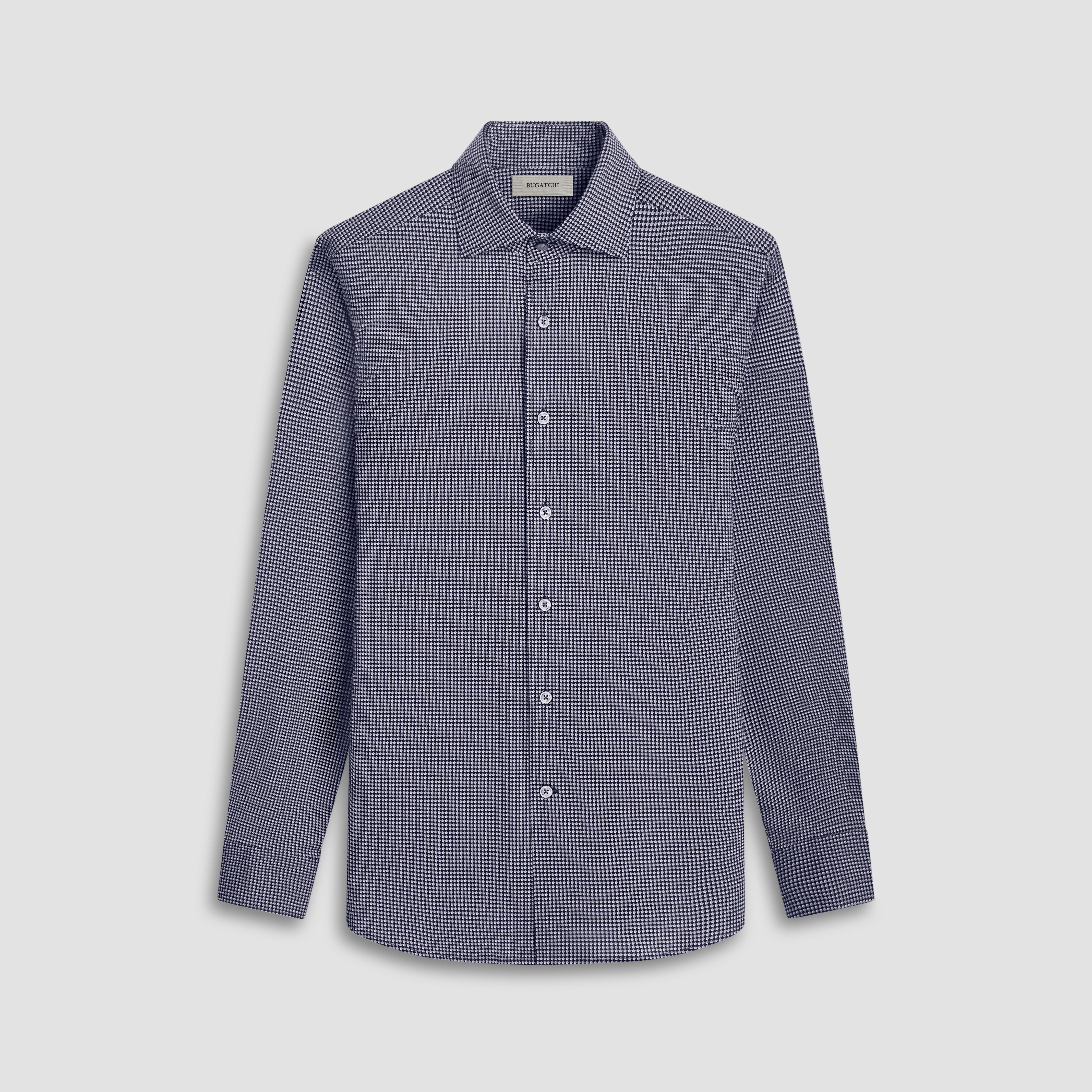 OOOHCotton Devon Shirt, Black Microcheck